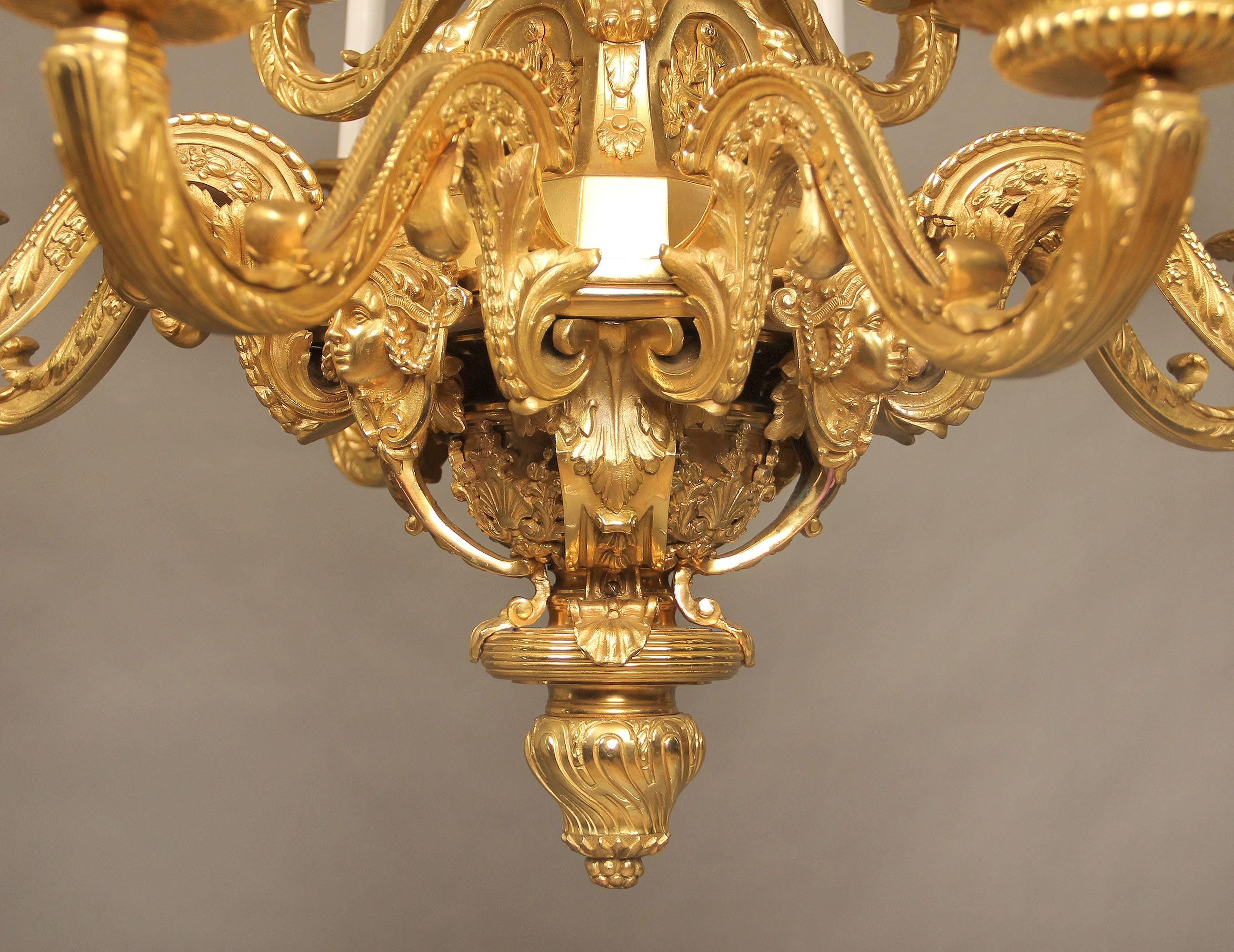 Excellent Quality Late 19th Century Gilt Bronze Chandelier In Excellent Condition In New York, NY