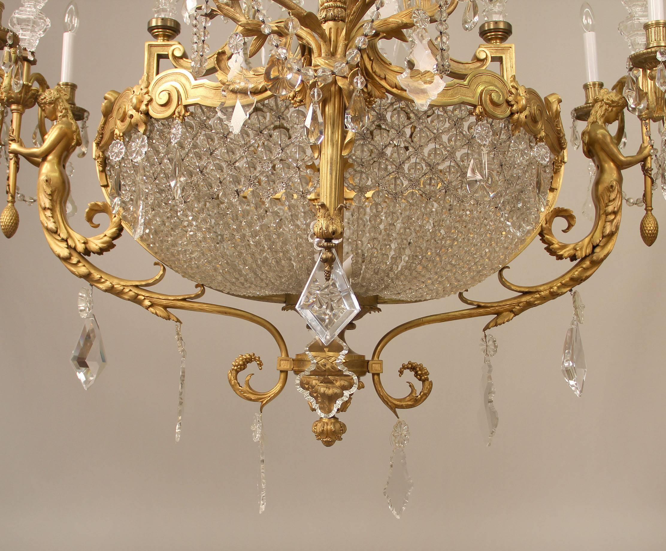Palatial Late 19th Century Gilt Bronze and Cut Crystal Chandelier by Mottheau 2