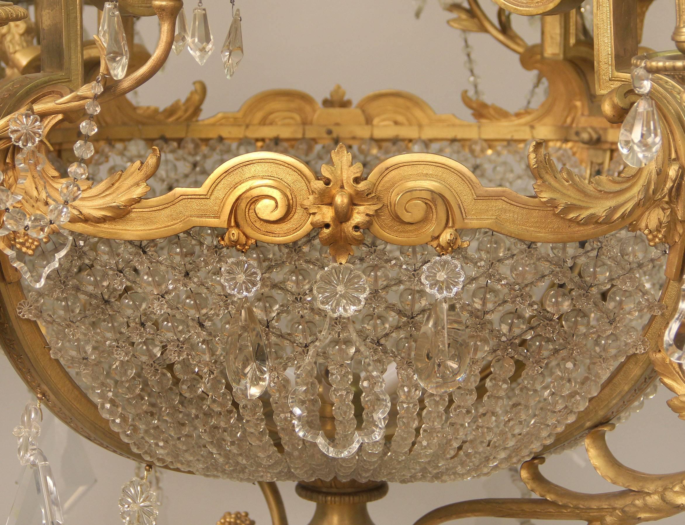 Palatial Late 19th Century Gilt Bronze and Cut Crystal Chandelier by Mottheau 3