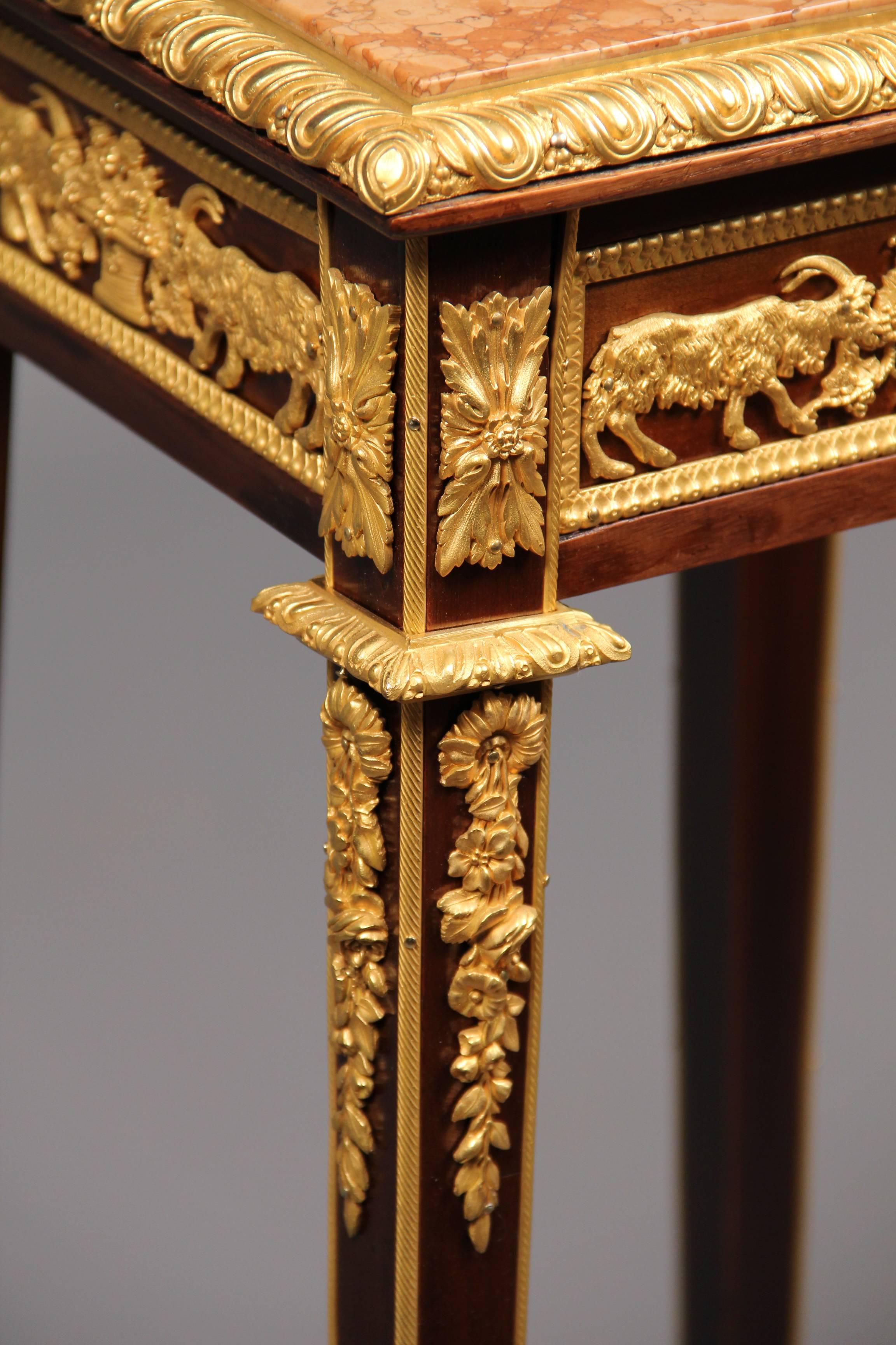 Belle Époque Very Fine Late 19th Century Gilt Bronze-Mounted Marble-Top Pedestal For Sale