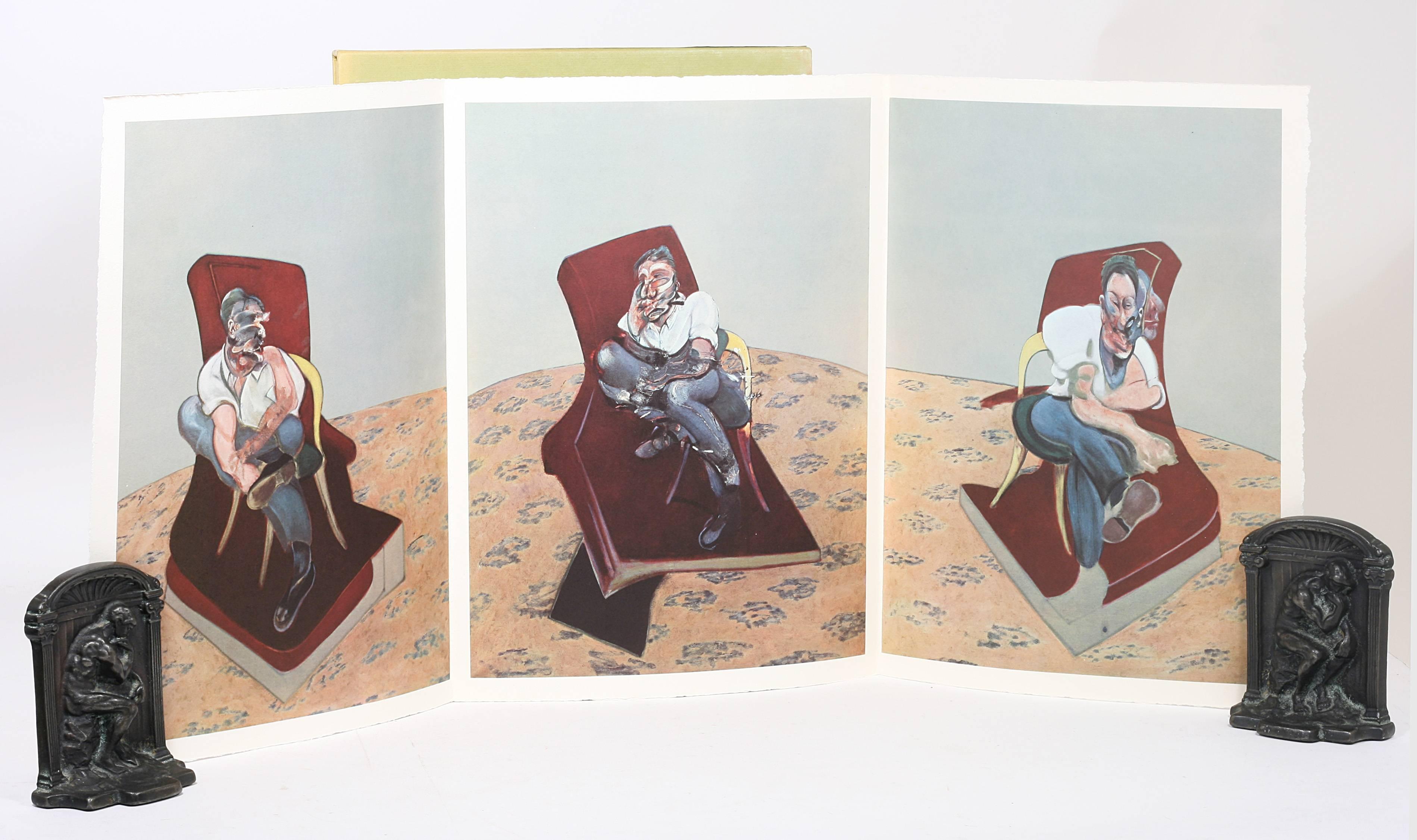 Limited edition, one of only 150 copies on Vélin de Rives. Dedicated to Francis Bacon and complete with five single-sheet color lithographs and one fold-out color triptych by Bacon.

Published in 1966 for the exhibition of 17 paintings at the