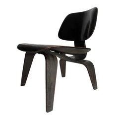 Vintage Charles & Ray Eames Black Aniline LCW Chair Herman Miller