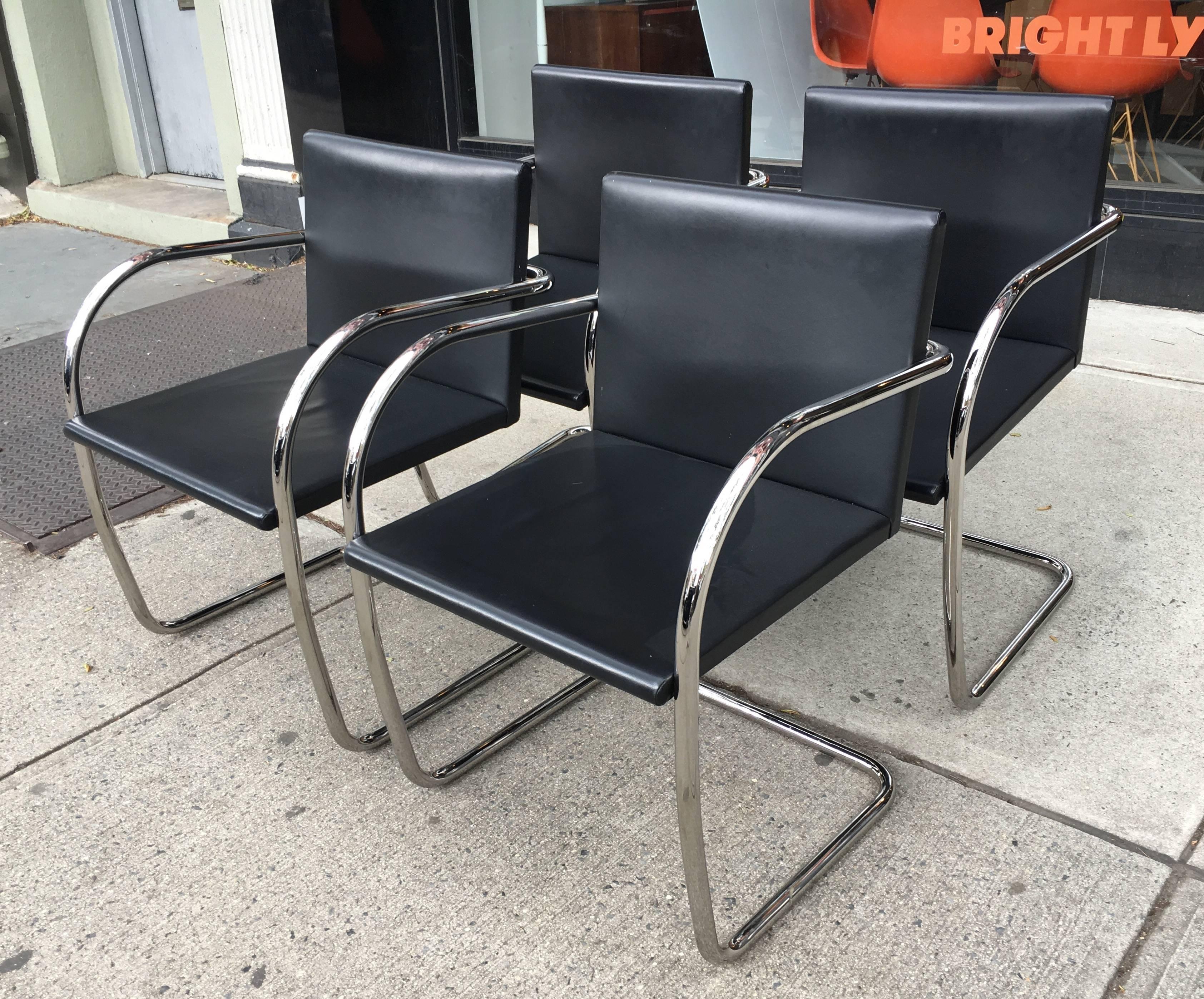 Ludwig Mies van der Rohe Brno Chairs, Set of Four, Knoll In Excellent Condition In Brooklyn, NY