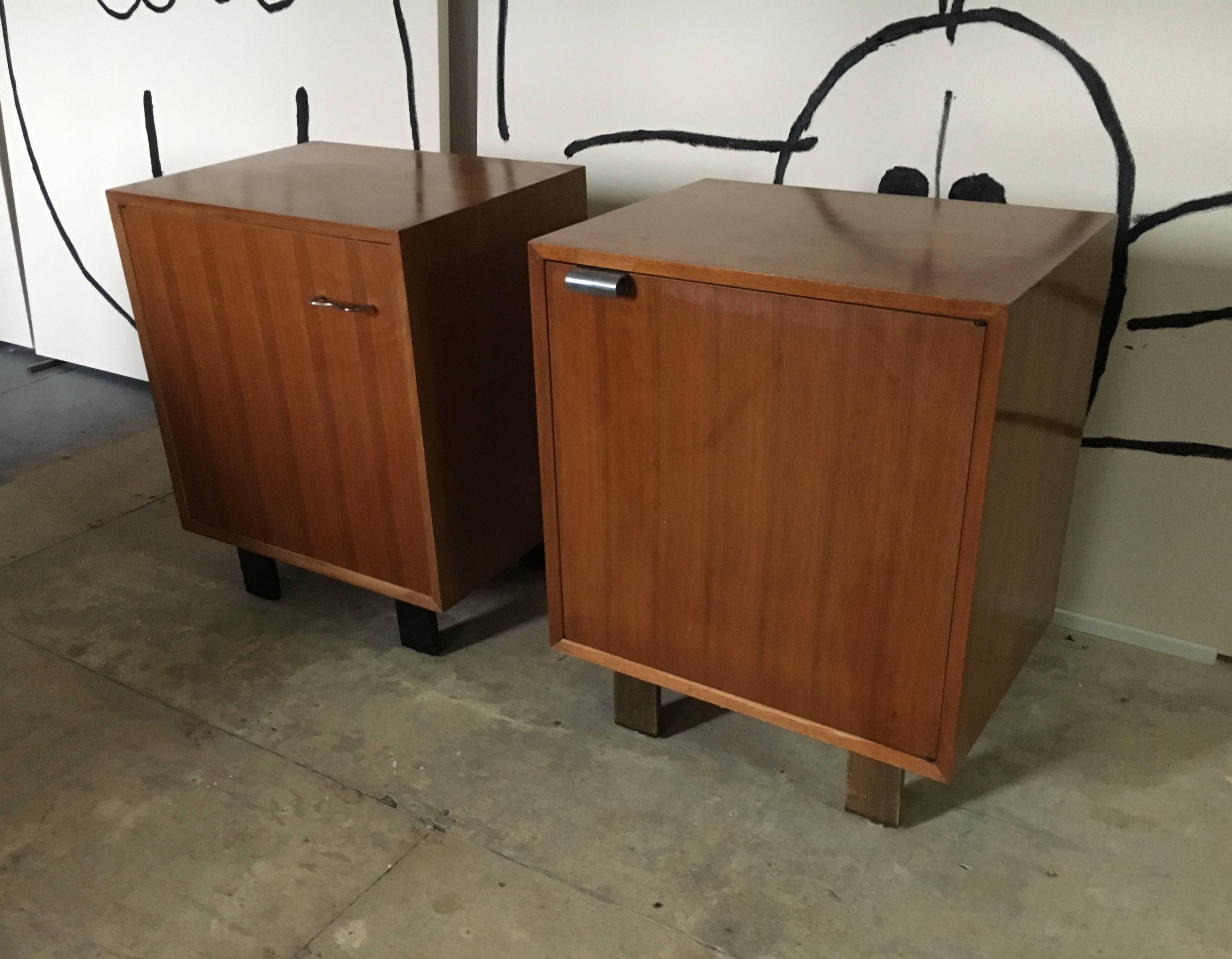 Mid-Century Modern George Nelson Pair of Walnut Cabinets for Herman Miller, 1948