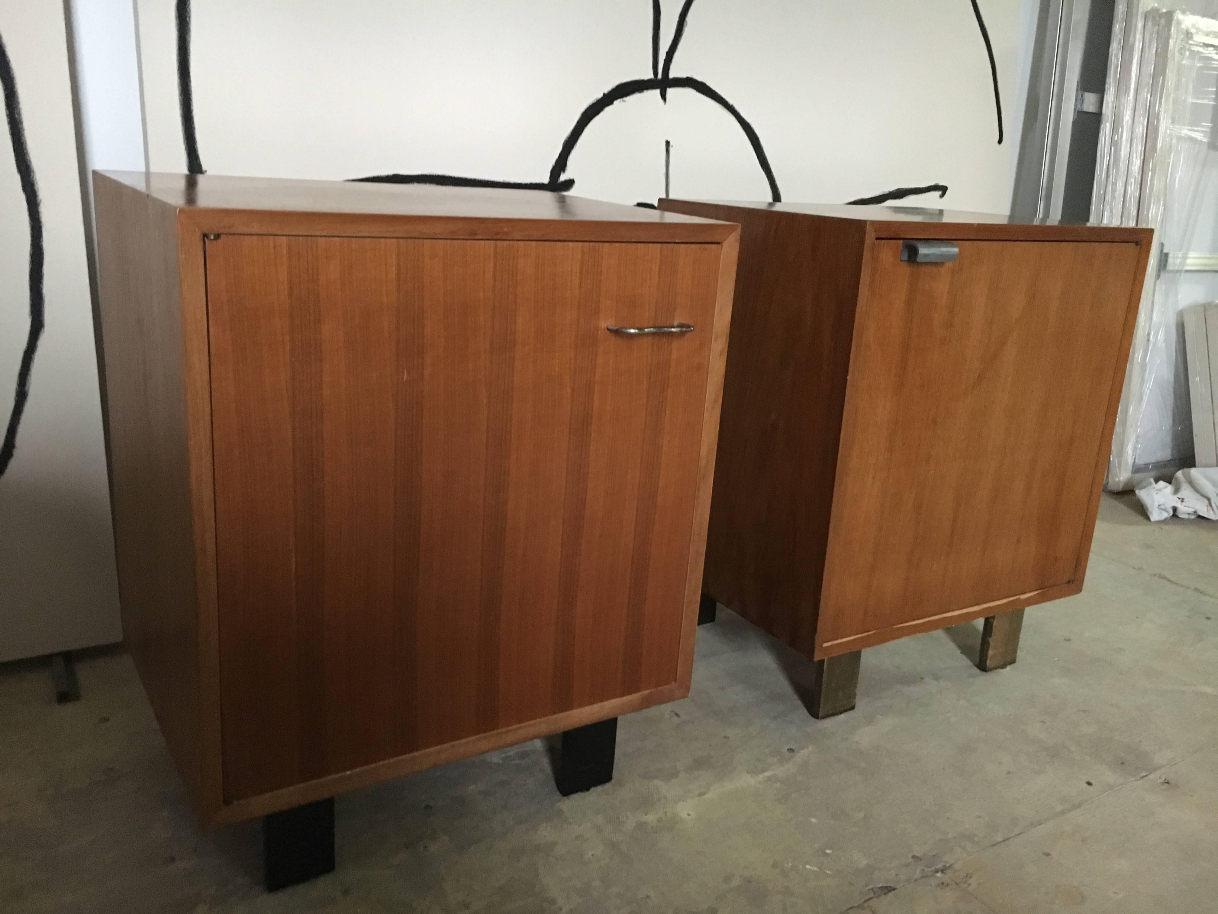 American George Nelson Pair of Walnut Cabinets for Herman Miller, 1948