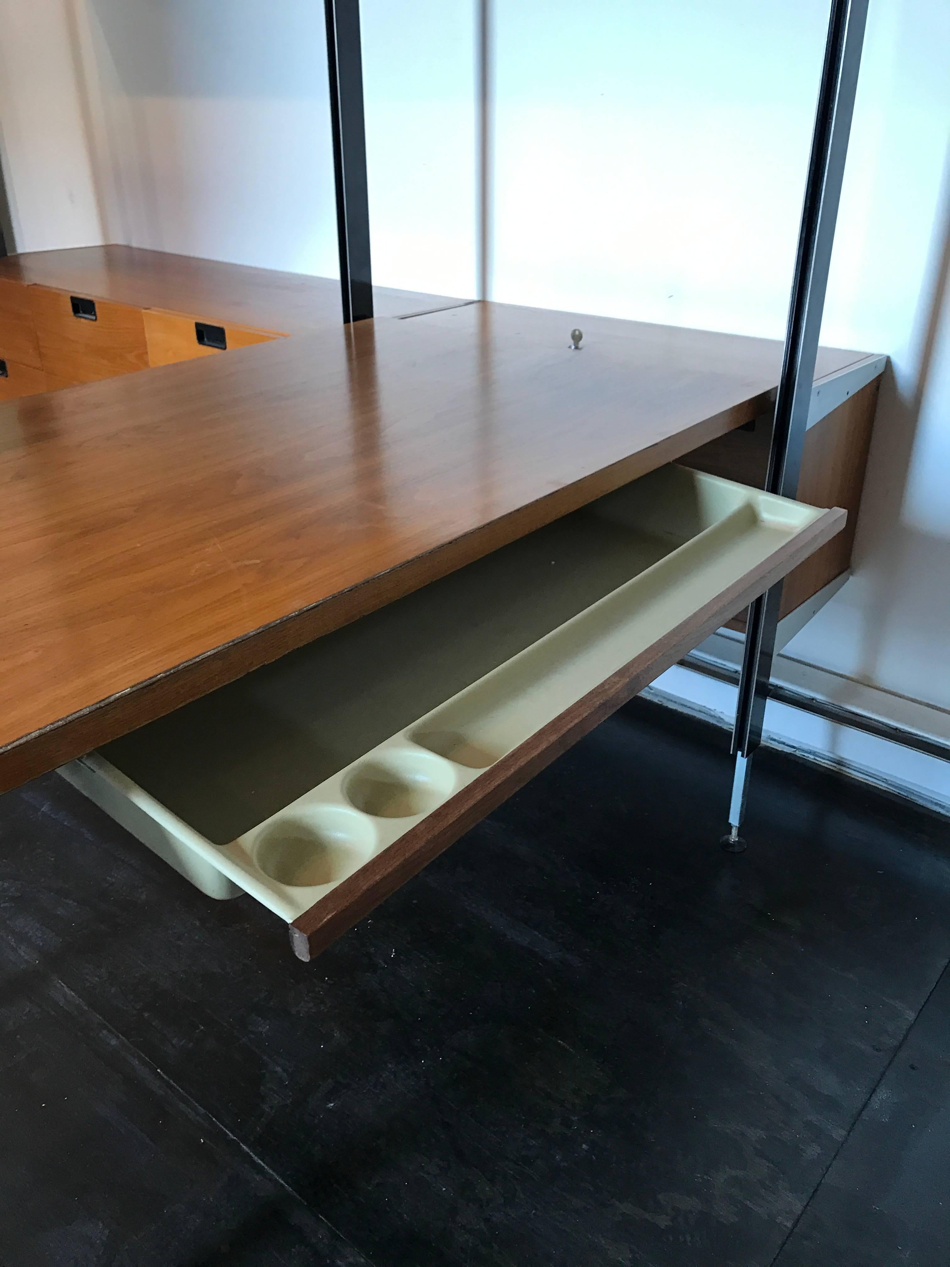 American George Nelson Two Bay CSS Shelving Unit with Desk. Herman Miller
