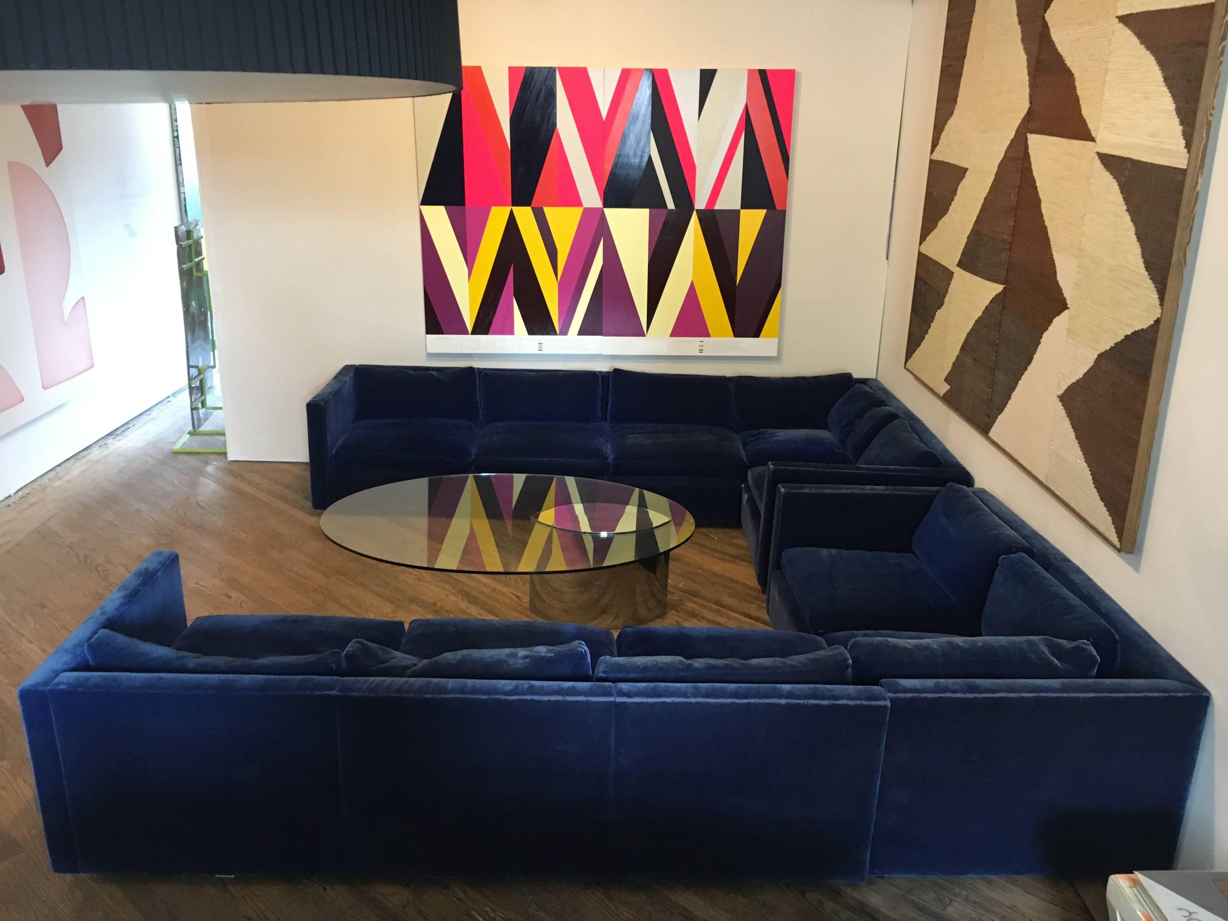 Velvet Sectional Sofa by Charles Pfister for Knoll 1
