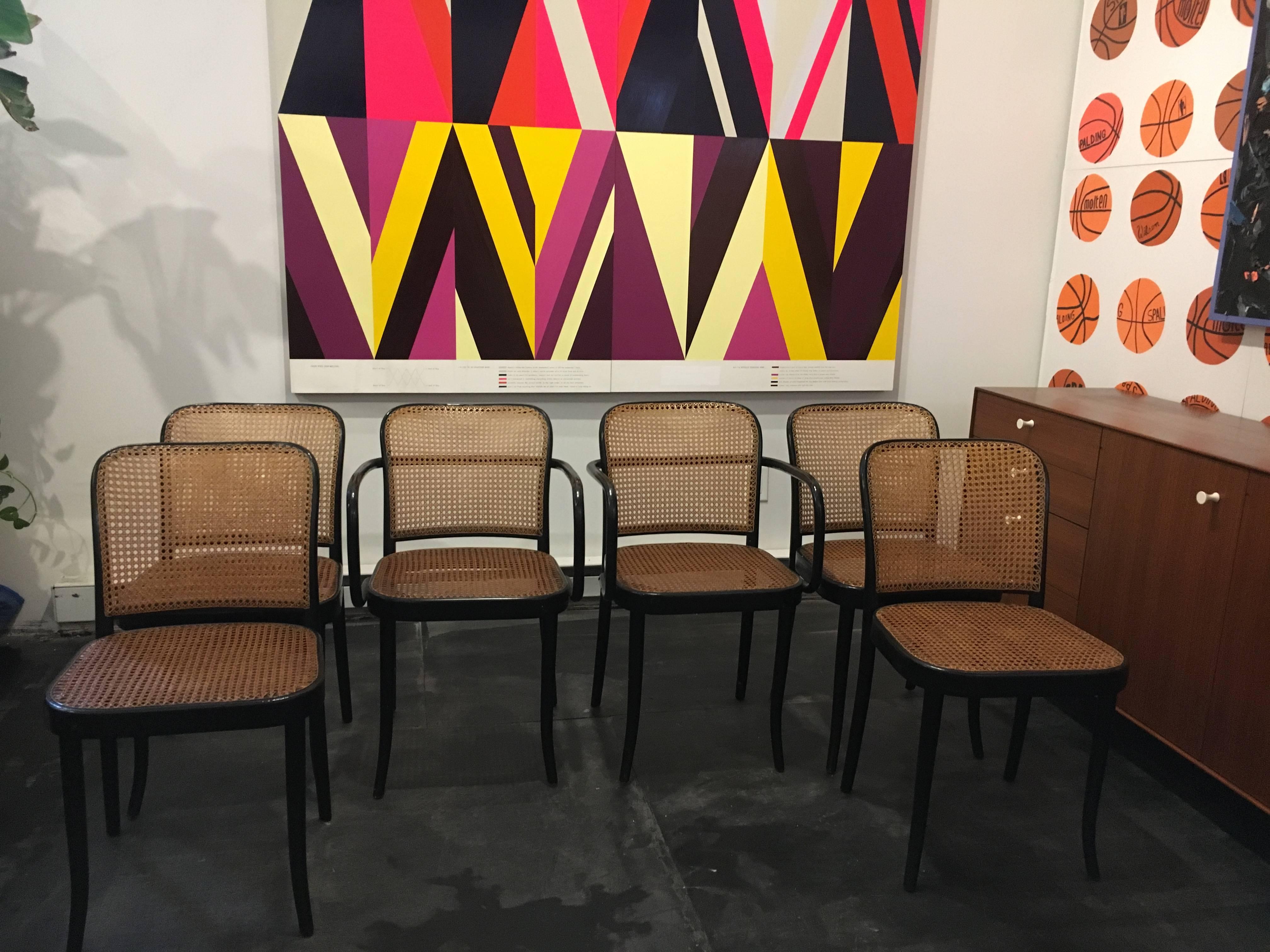 Bauhaus Set of Six Modern Cane Dining Chairs Josef Frank