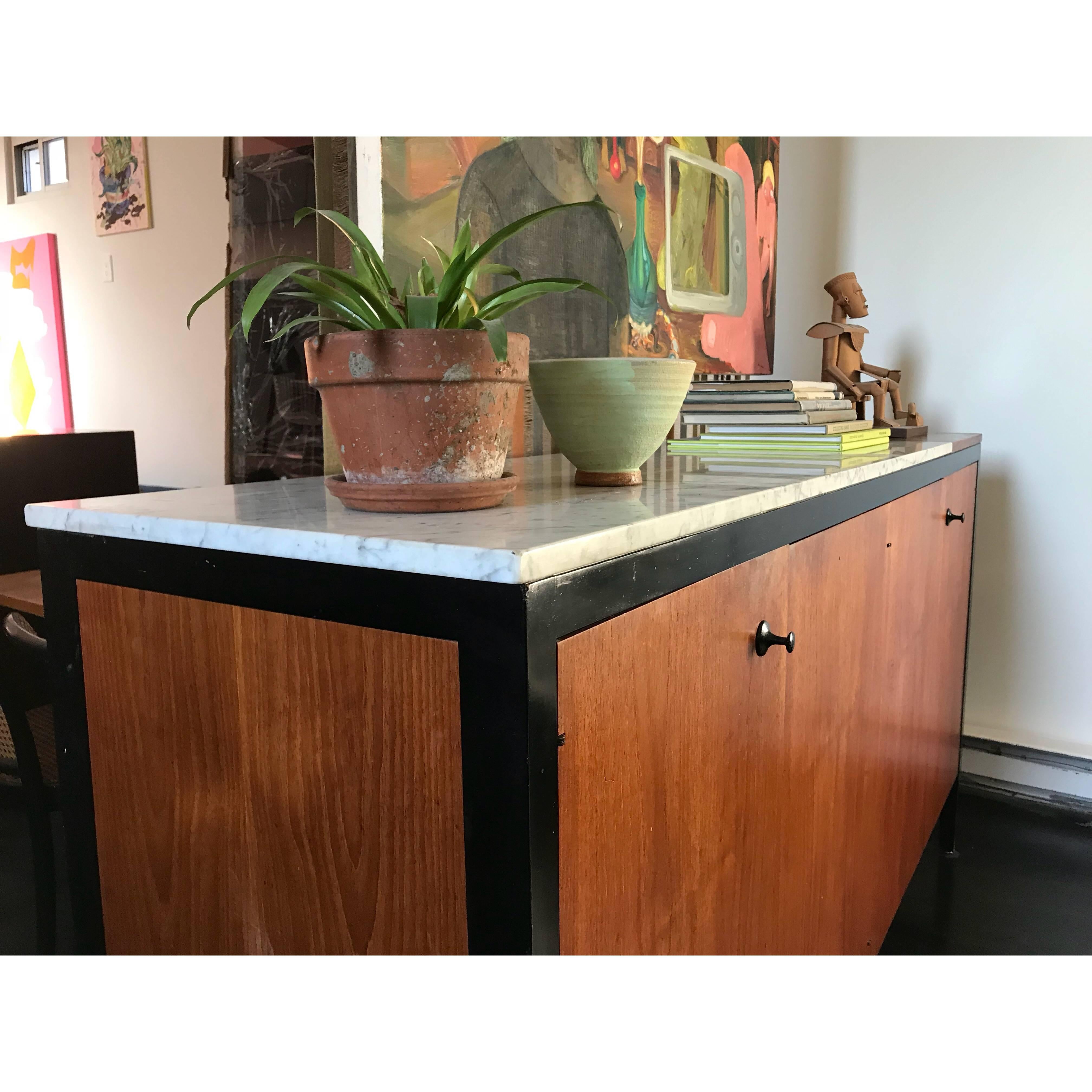 George Nelson Teak Marble Double Buffet, Herman Miller, 1959 In Excellent Condition In Brooklyn, NY