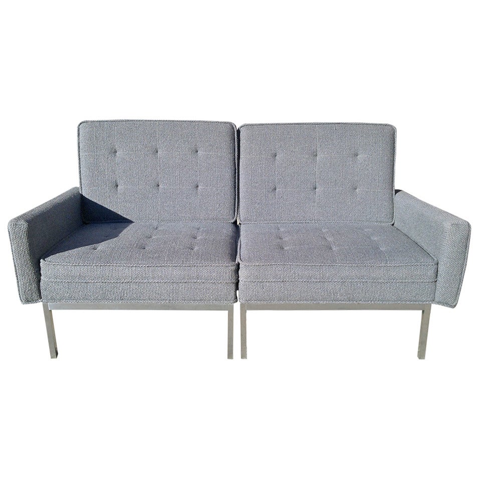 Florence Knoll Split Settee Lounge Chair Set for Knoll, circa 1960s For Sale
