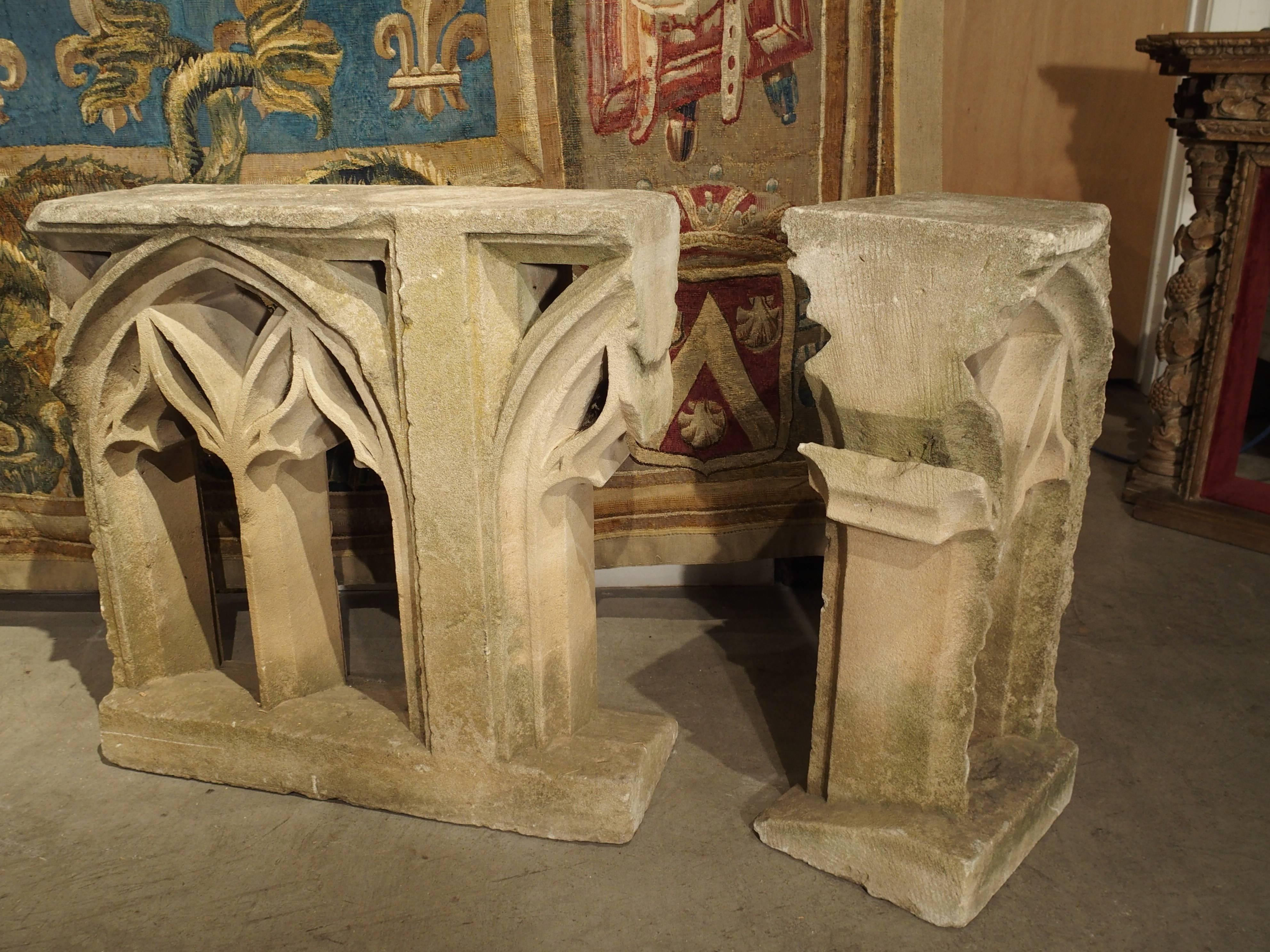 French 18th Century Carved Limestone Gothic Fragments from France