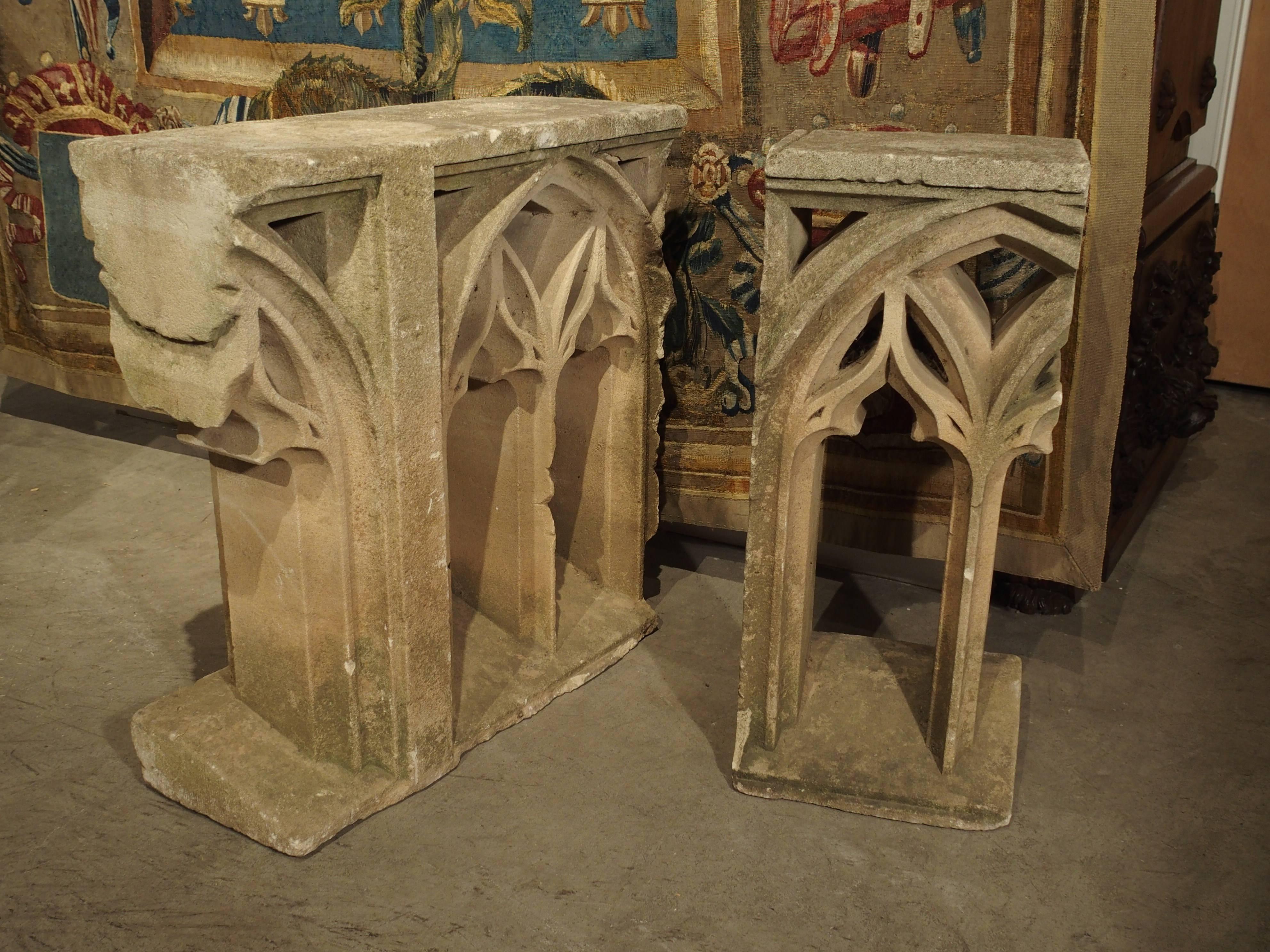 18th Century Carved Limestone Gothic Fragments from France In Good Condition In Dallas, TX