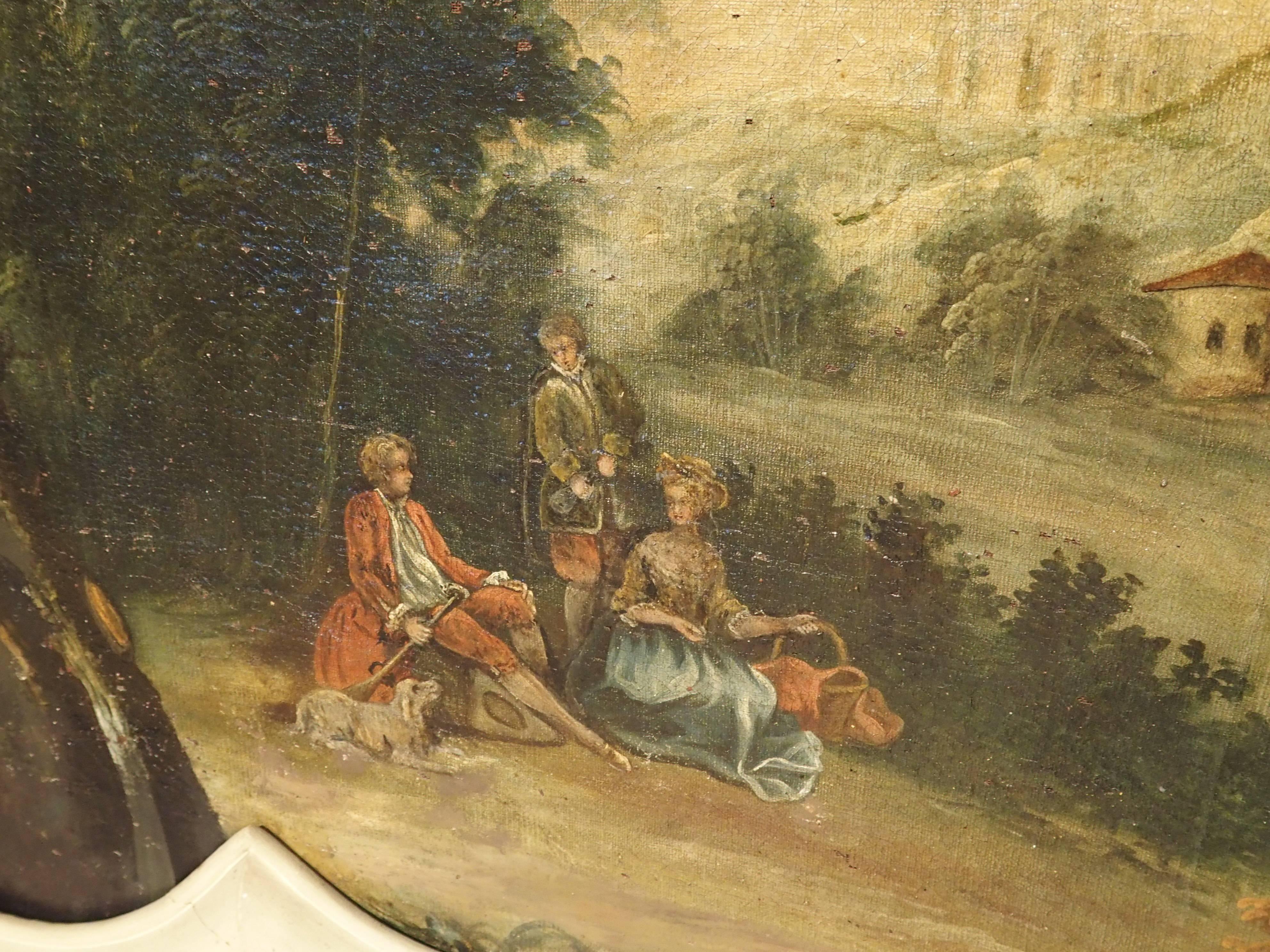 18th Century French Oil on Canvas Overdoor Painting In Good Condition In Dallas, TX