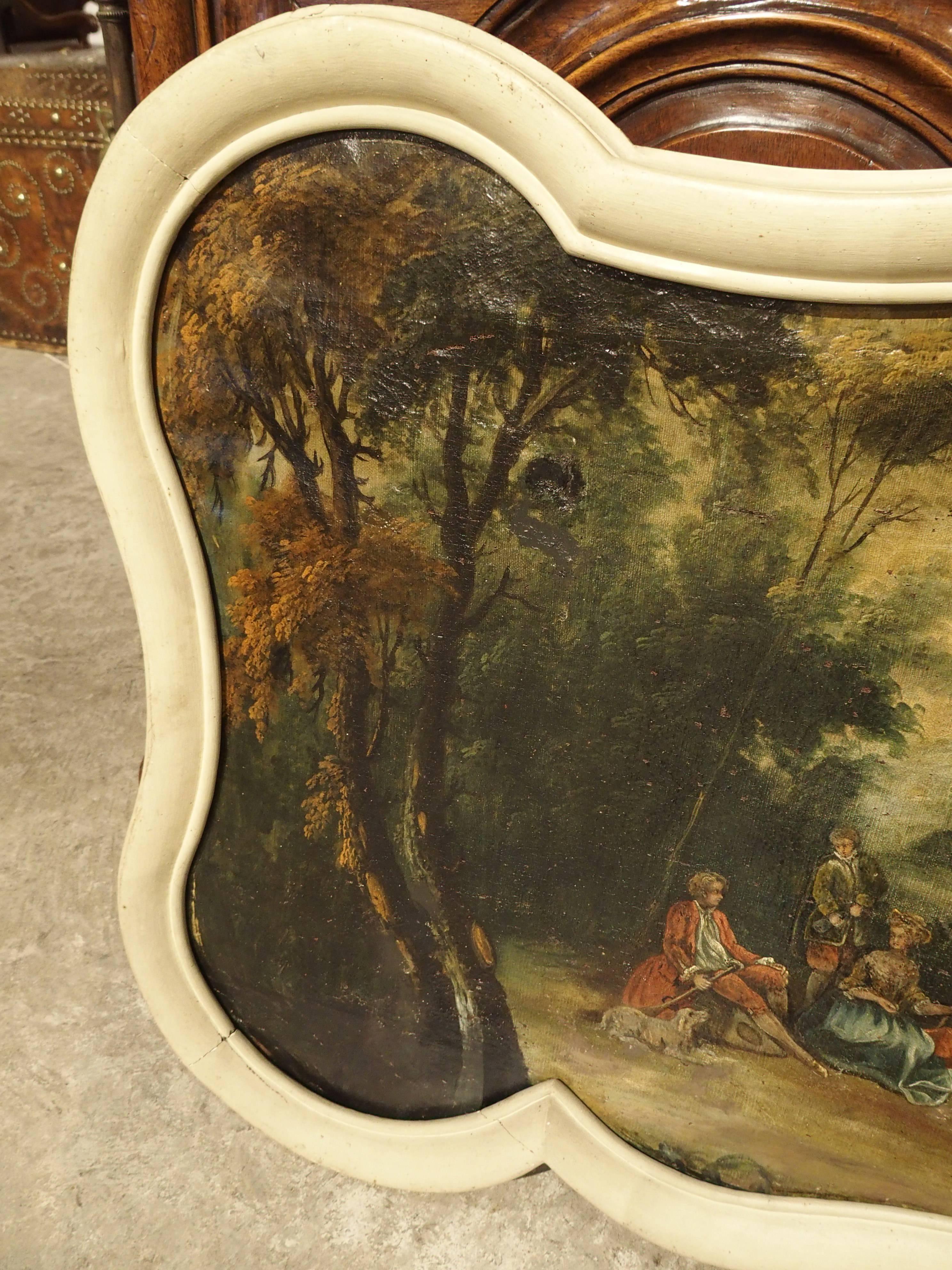 Wood 18th Century French Oil on Canvas Overdoor Painting