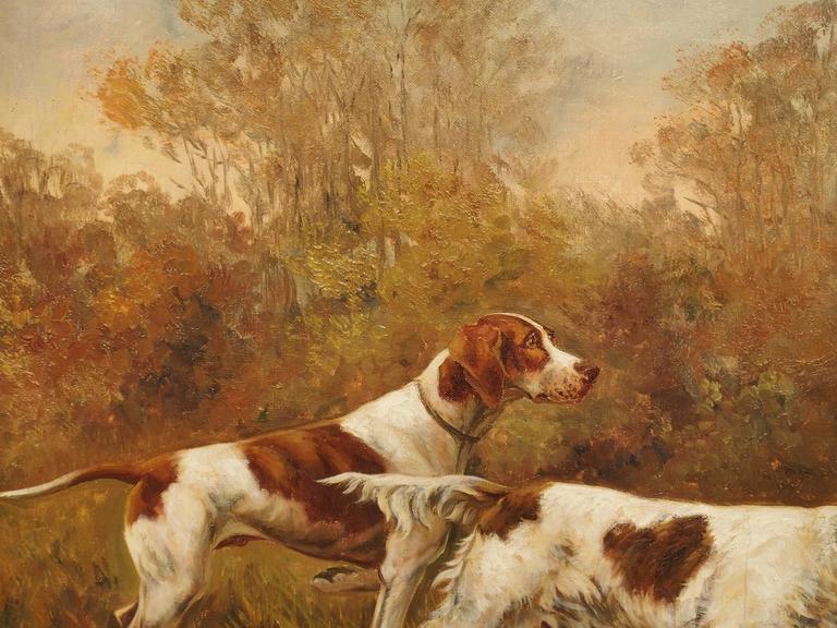 Antique Hunting Dog Painting by Maurice Etienne Dantan at 1stdibs
