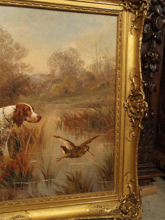 Antique Hunting Dog Painting by Maurice Etienne Dantan at 1stDibs