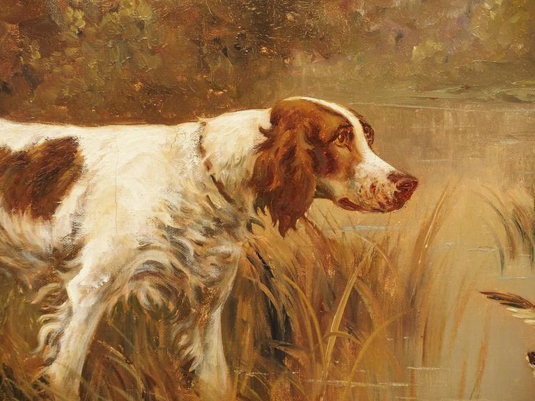 Antique Hunting Dog Painting by Maurice Etienne Dantan at 1stDibs