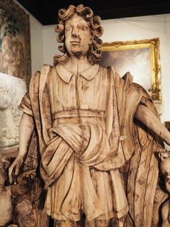 Large 18th Century Wooden Carving of an Angel with Cherubs