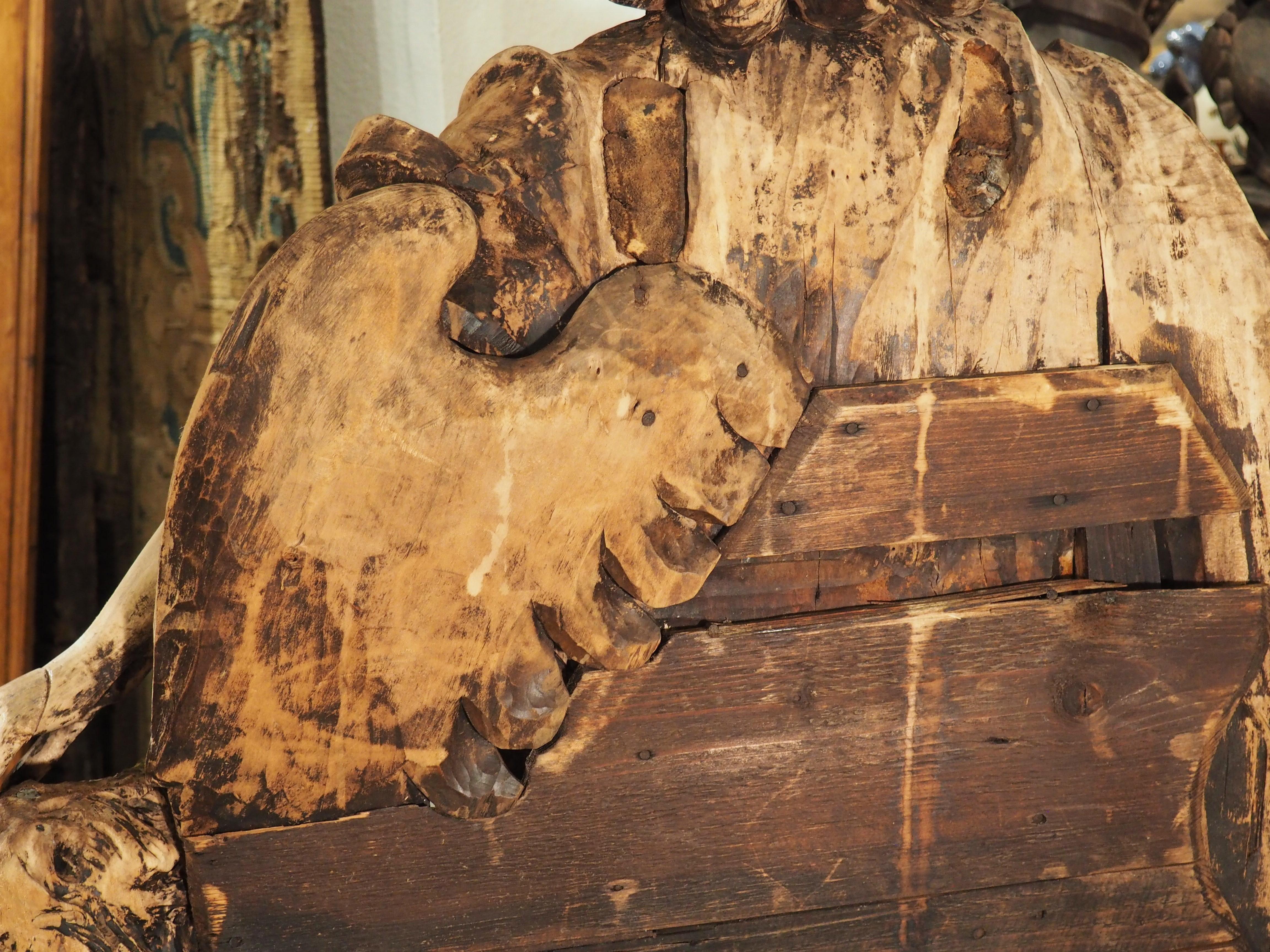 Large 18th Century Wooden Carving of an Angel with Cherubs For Sale 9