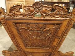 18th Century French Walnut Wood Crib with Coat of Arms, Bourgogne