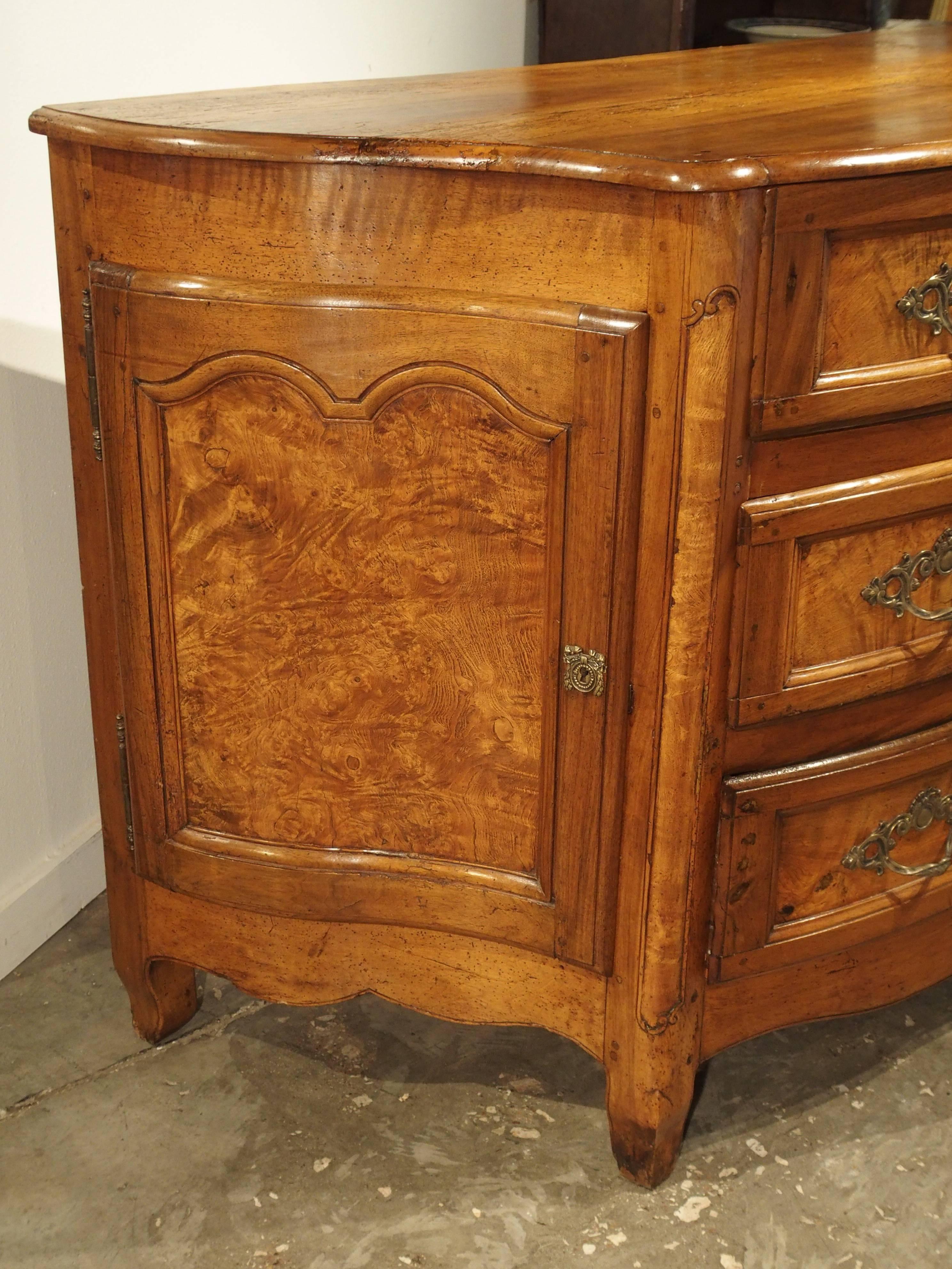 Carved Rare 18th Century Commode with Side Doors Walnut, Rhone Valley, France For Sale