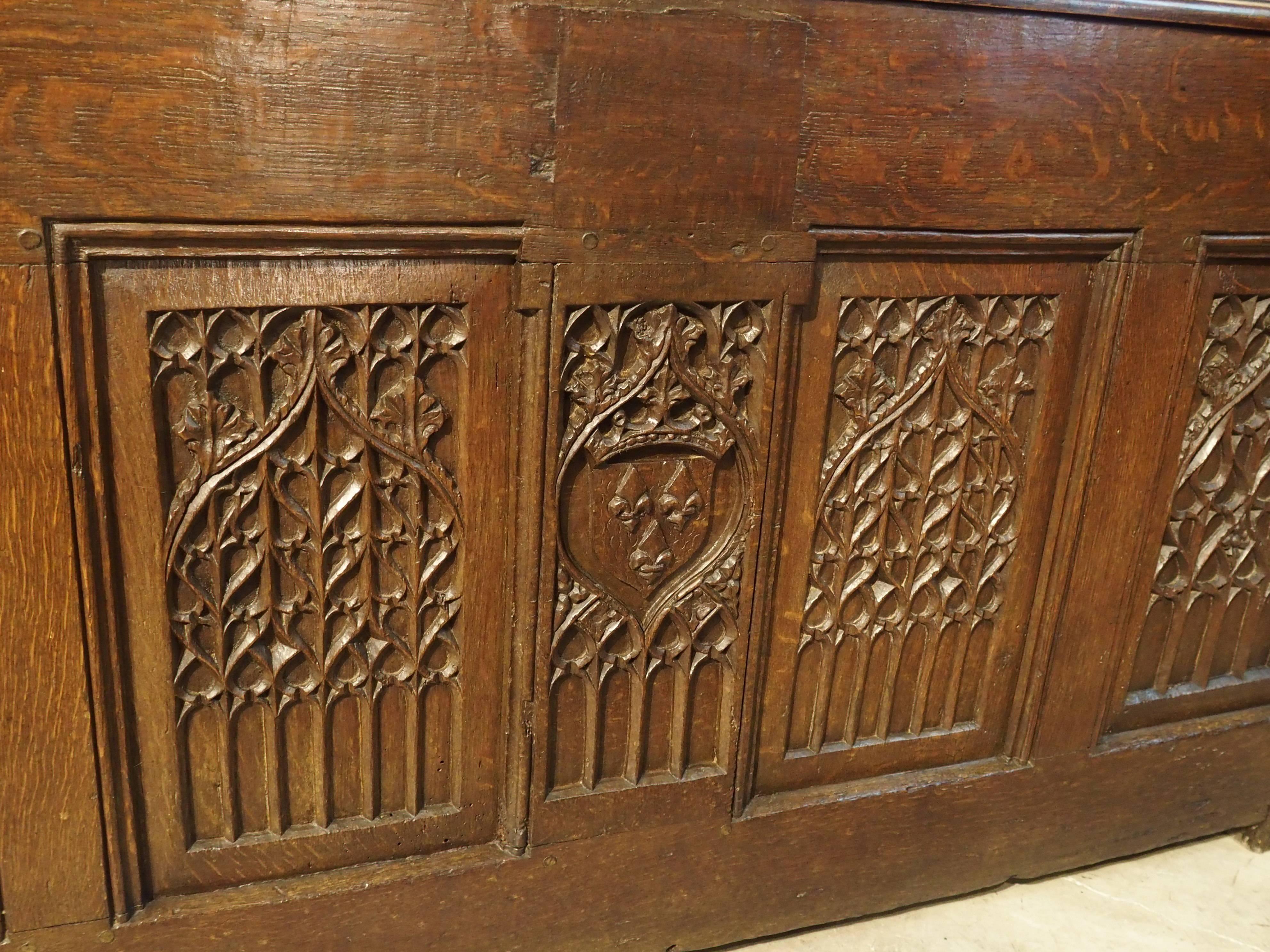 Carved Antique Gothic Trunk from France