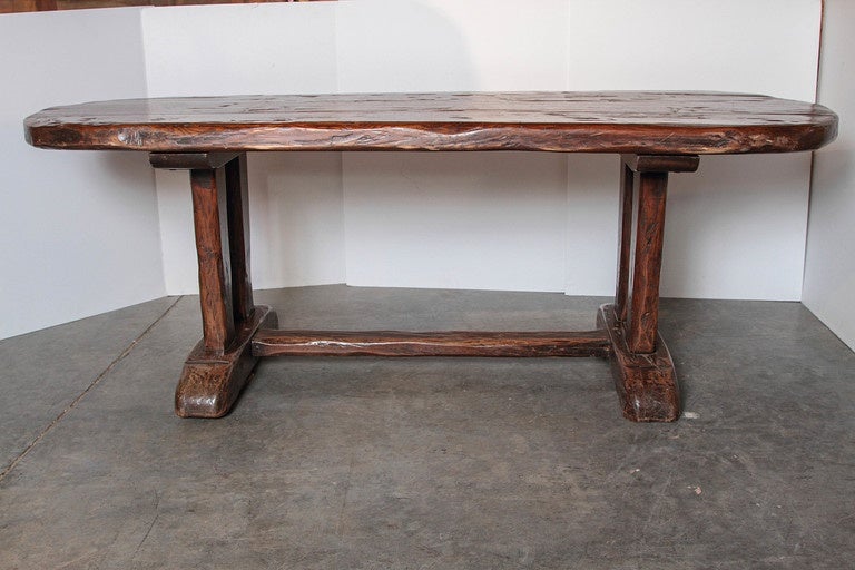 Oval French Monastery Table, 20th Century