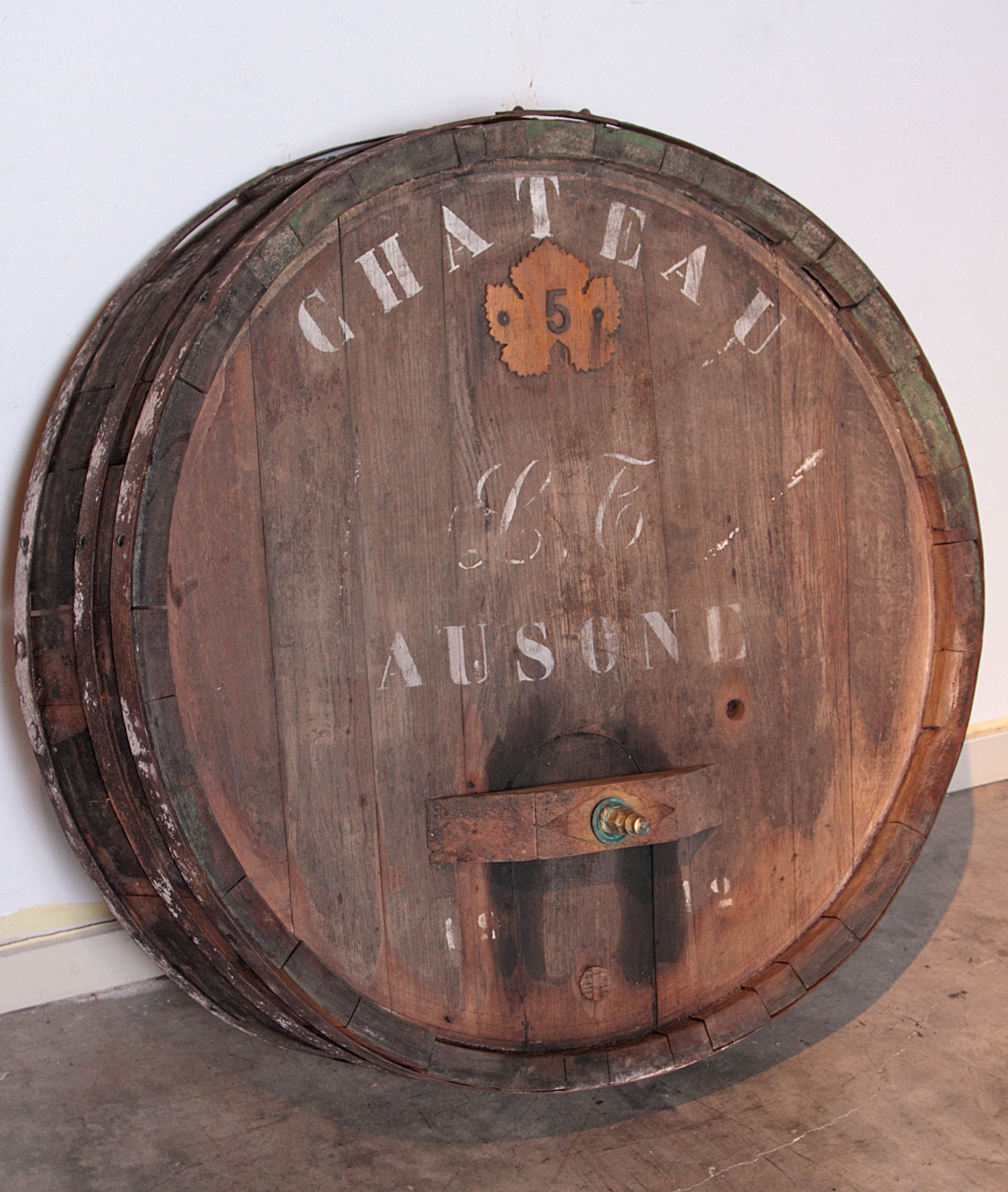 Massive Antique French Wine Barrel Frontage, "Chateau Ausone"