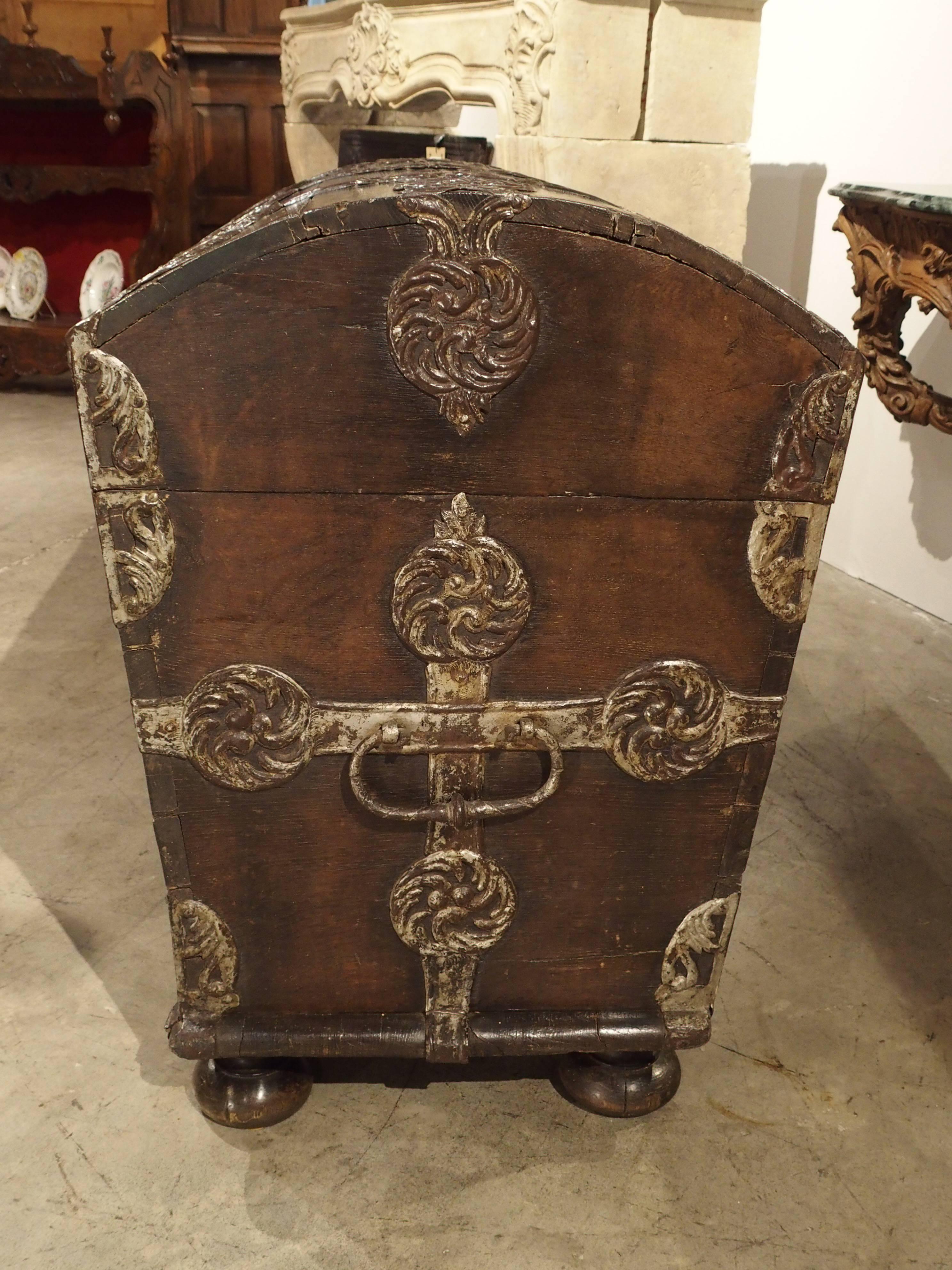 18th Century and Earlier Antique German Baroque Trunk with Iron Strapping