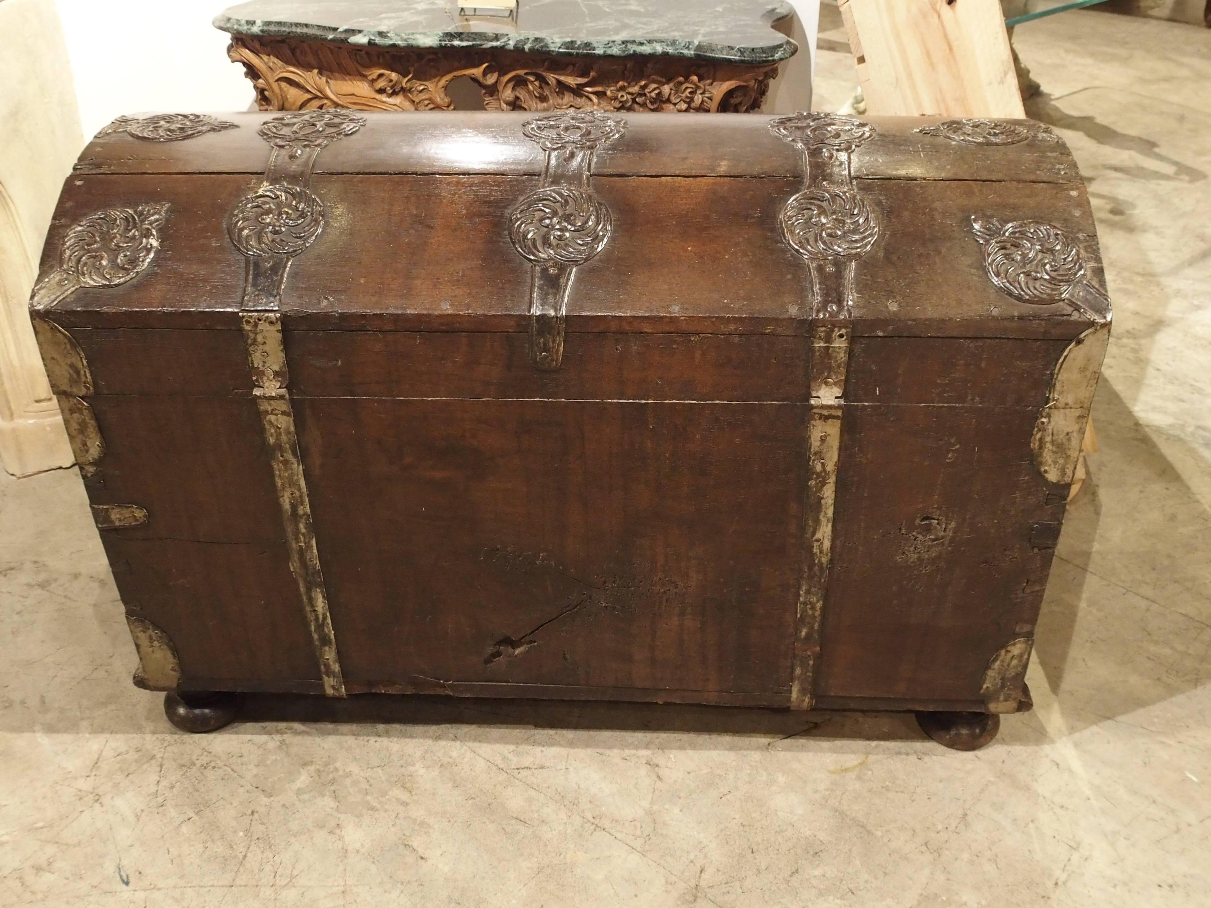 Antique German Baroque Trunk with Iron Strapping 1