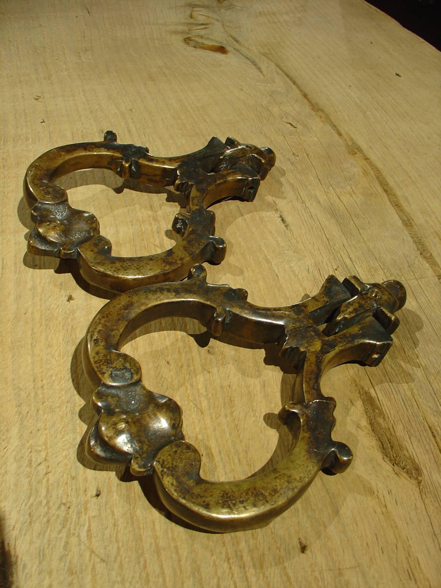 18th Century and Earlier Rare Pair of Bronze Door Knockers from Venice, circa 1700