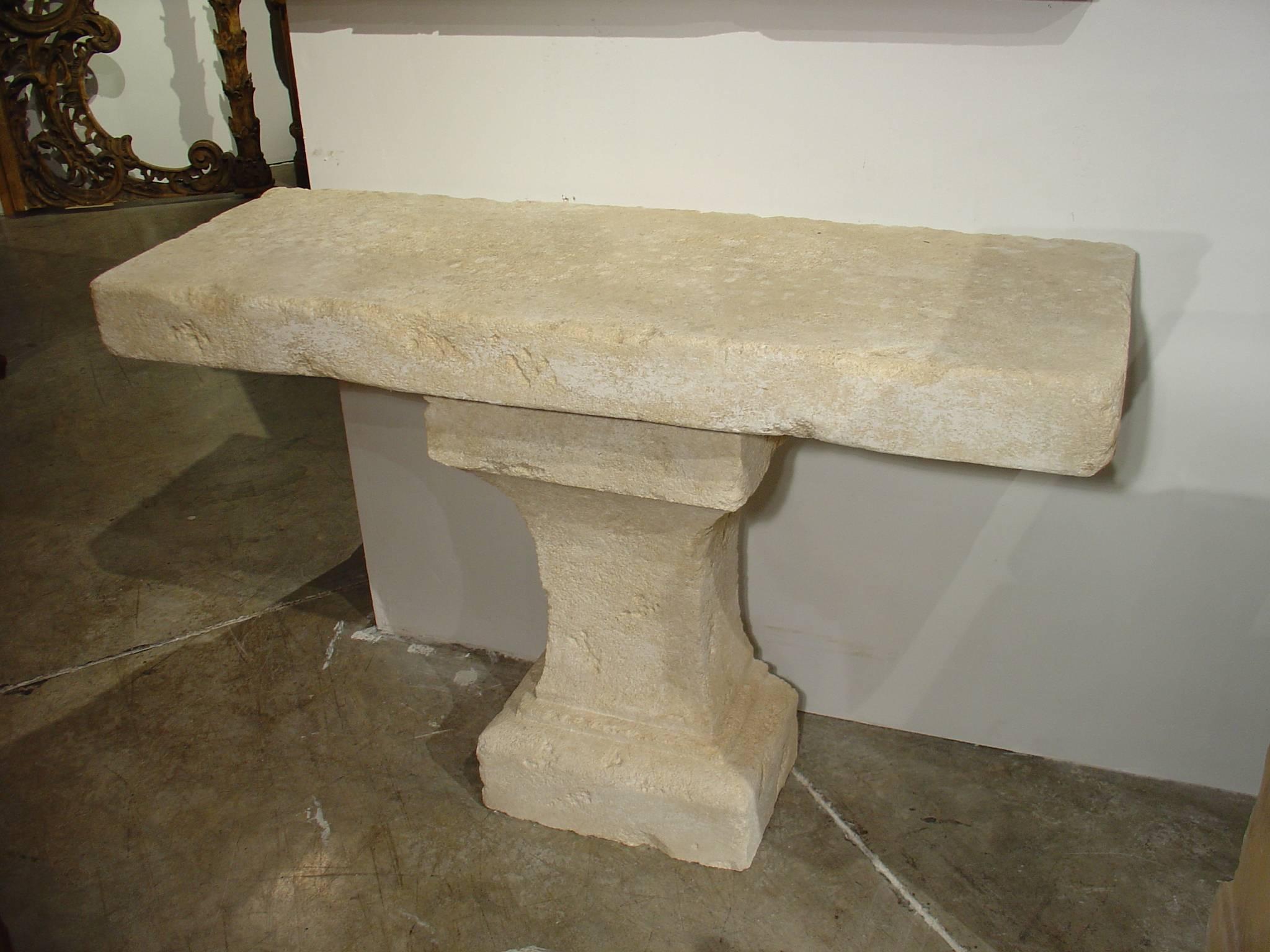 French Carved Limestone Console Table from Provence, France