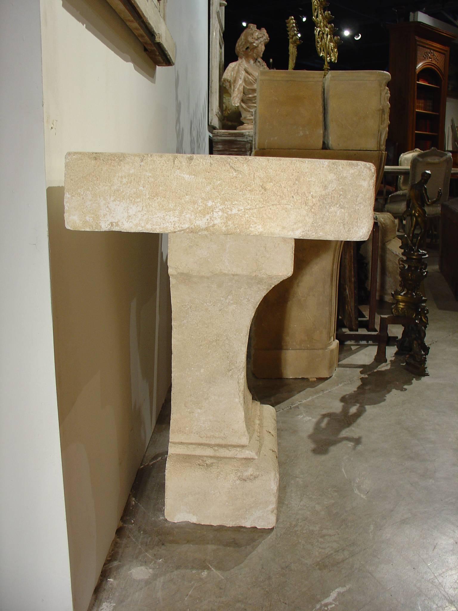 Carved Limestone Console Table from Provence, France In Excellent Condition In Dallas, TX