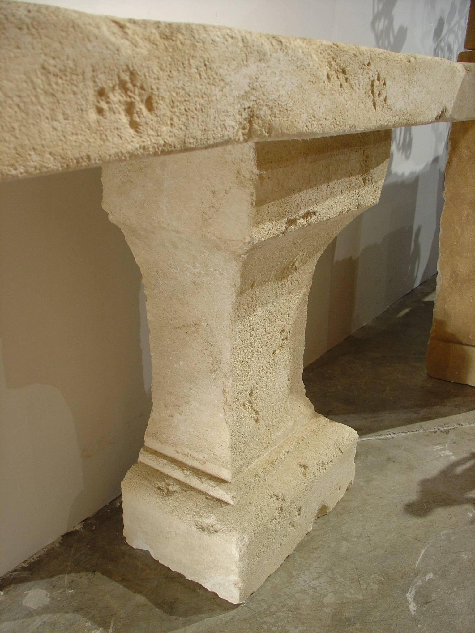 Carved Limestone Console Table from Provence, France 1