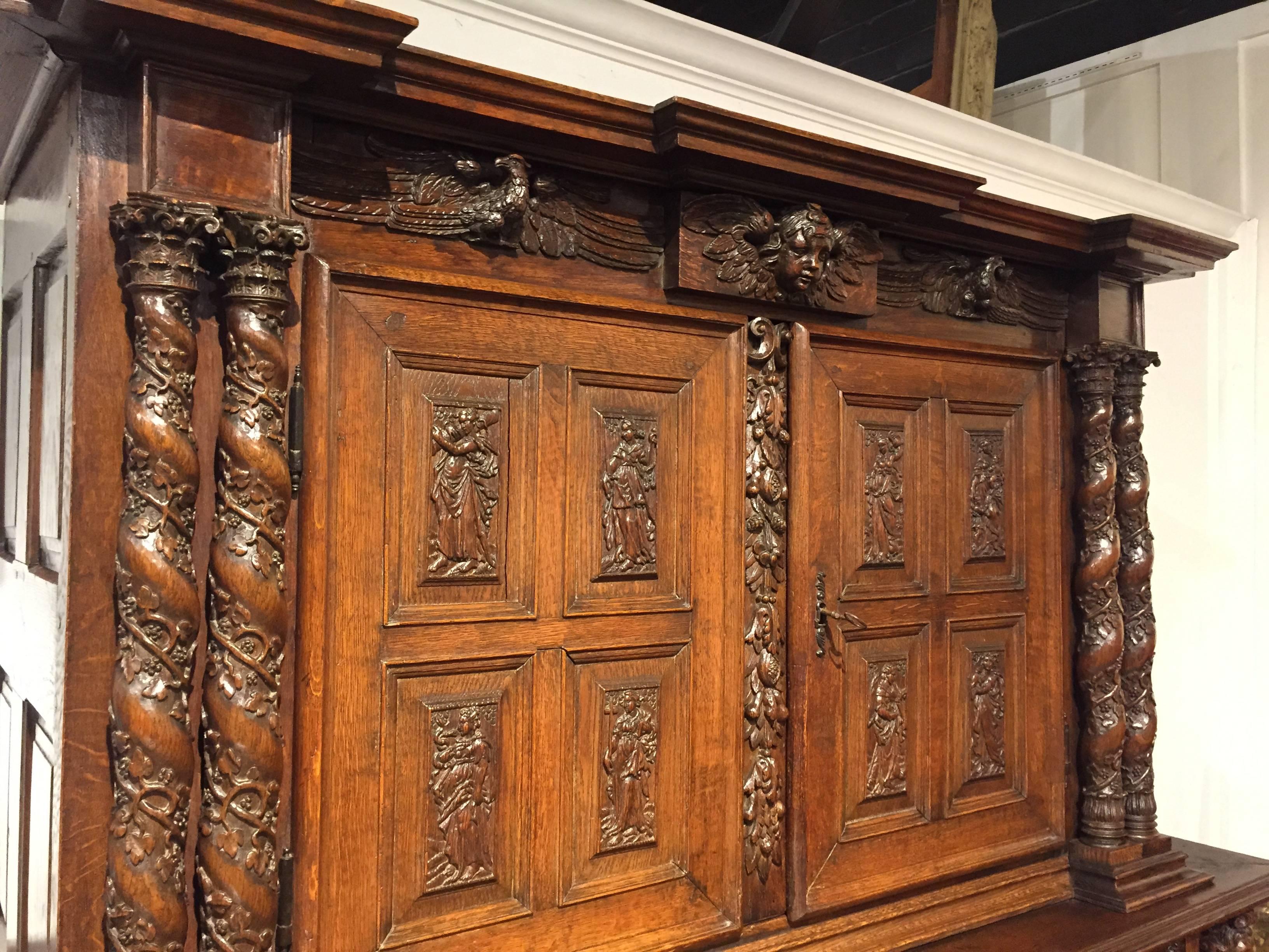 Carved Rare Late Renaissance Cabinet from France, 17th Century
