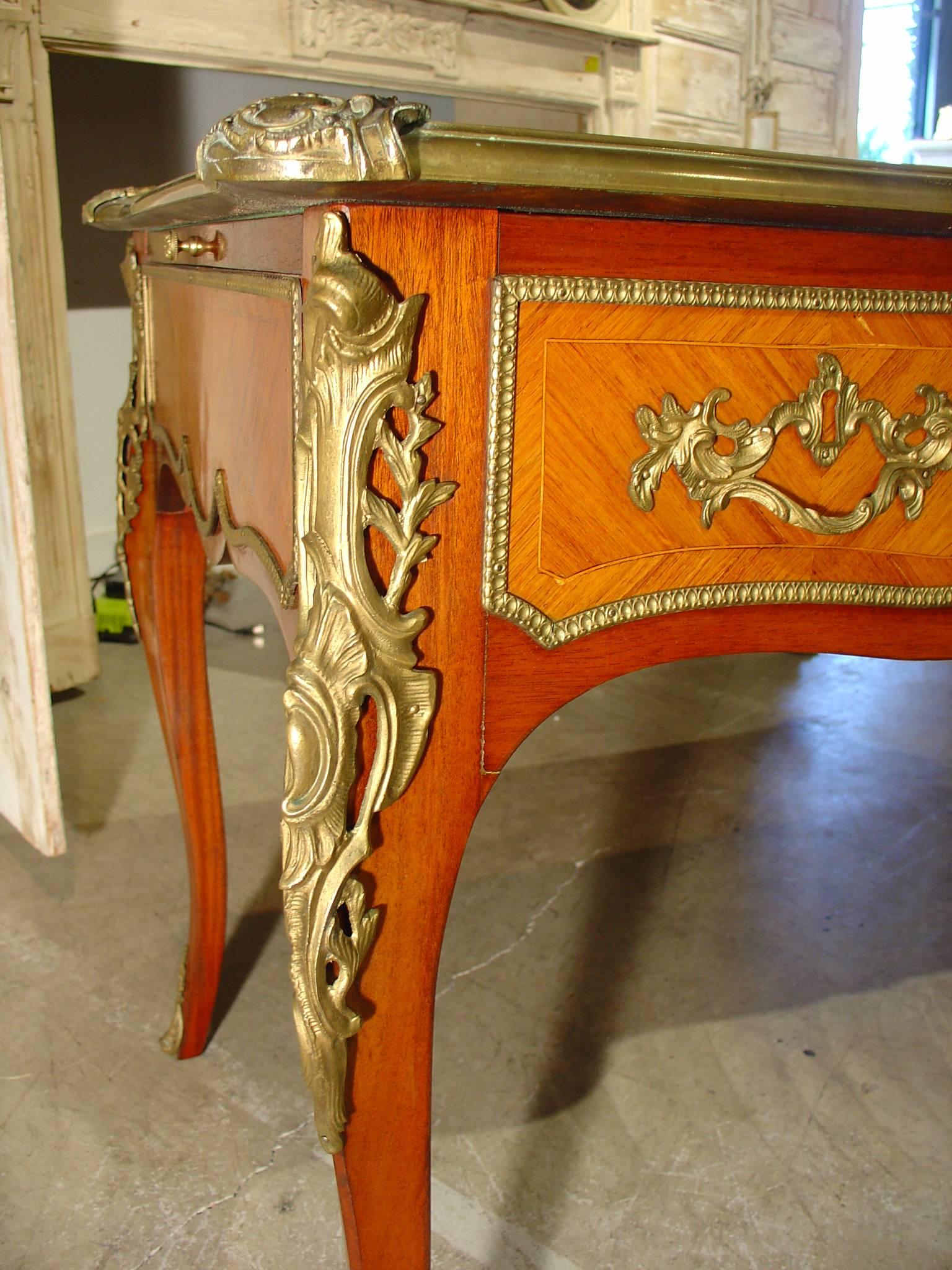 Carved Antique Louis XV Style Bureau Plat