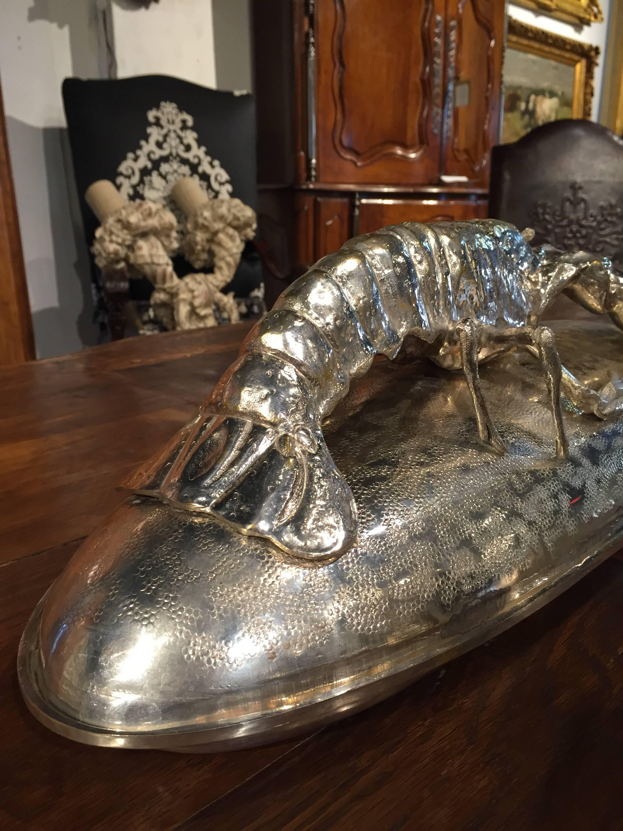 Stunning Italian Silver Plate Lobster Presentation Dish 5