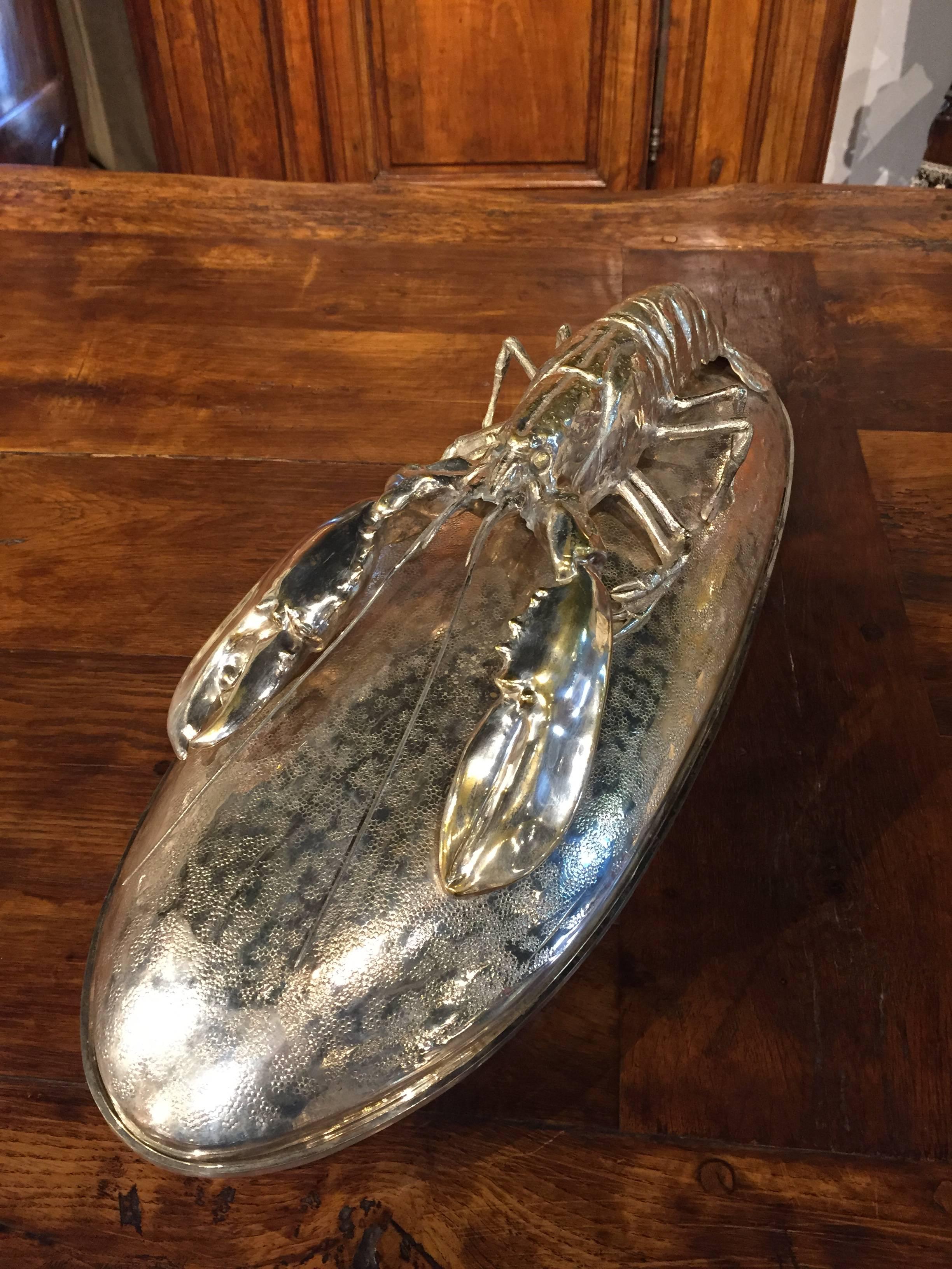 Stunning Italian Silver Plate Lobster Presentation Dish 1