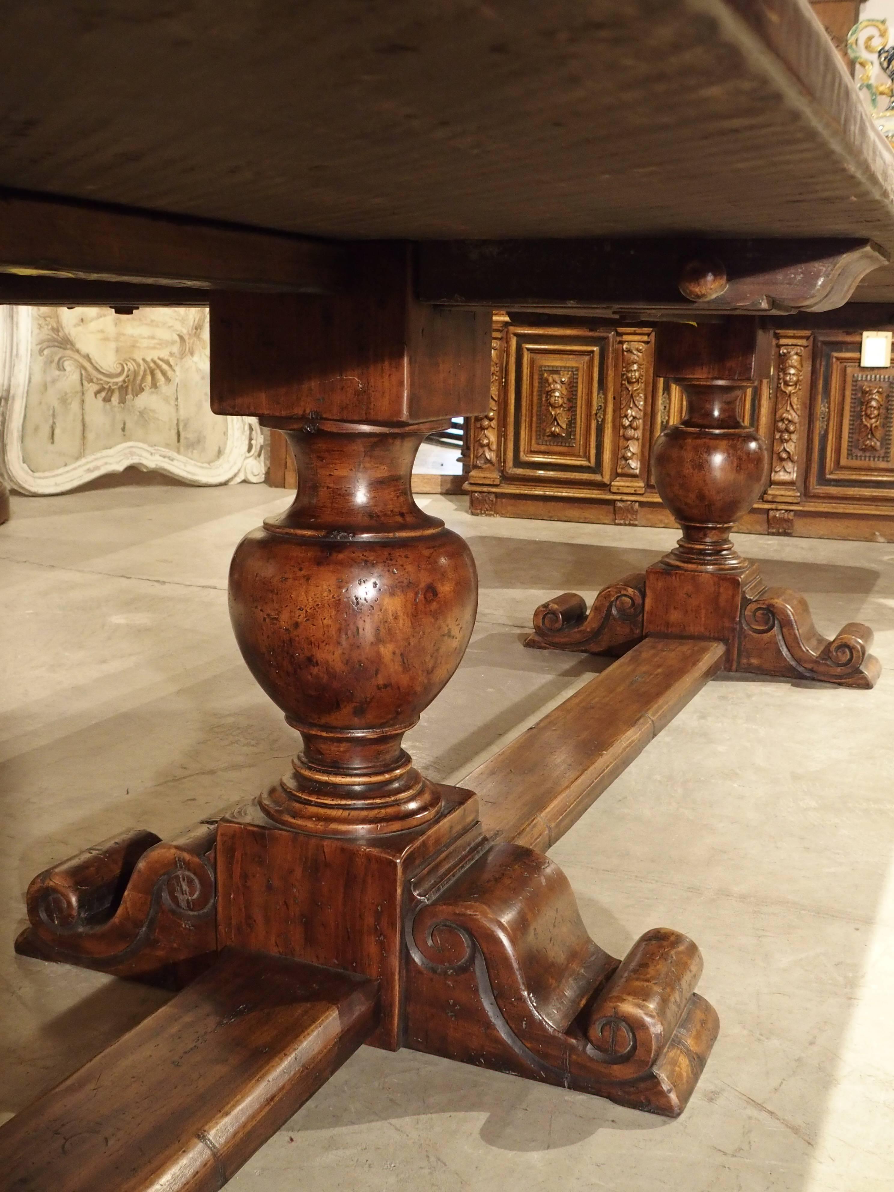 Italian 14' Long Walnut Wood Dining Table from Italy