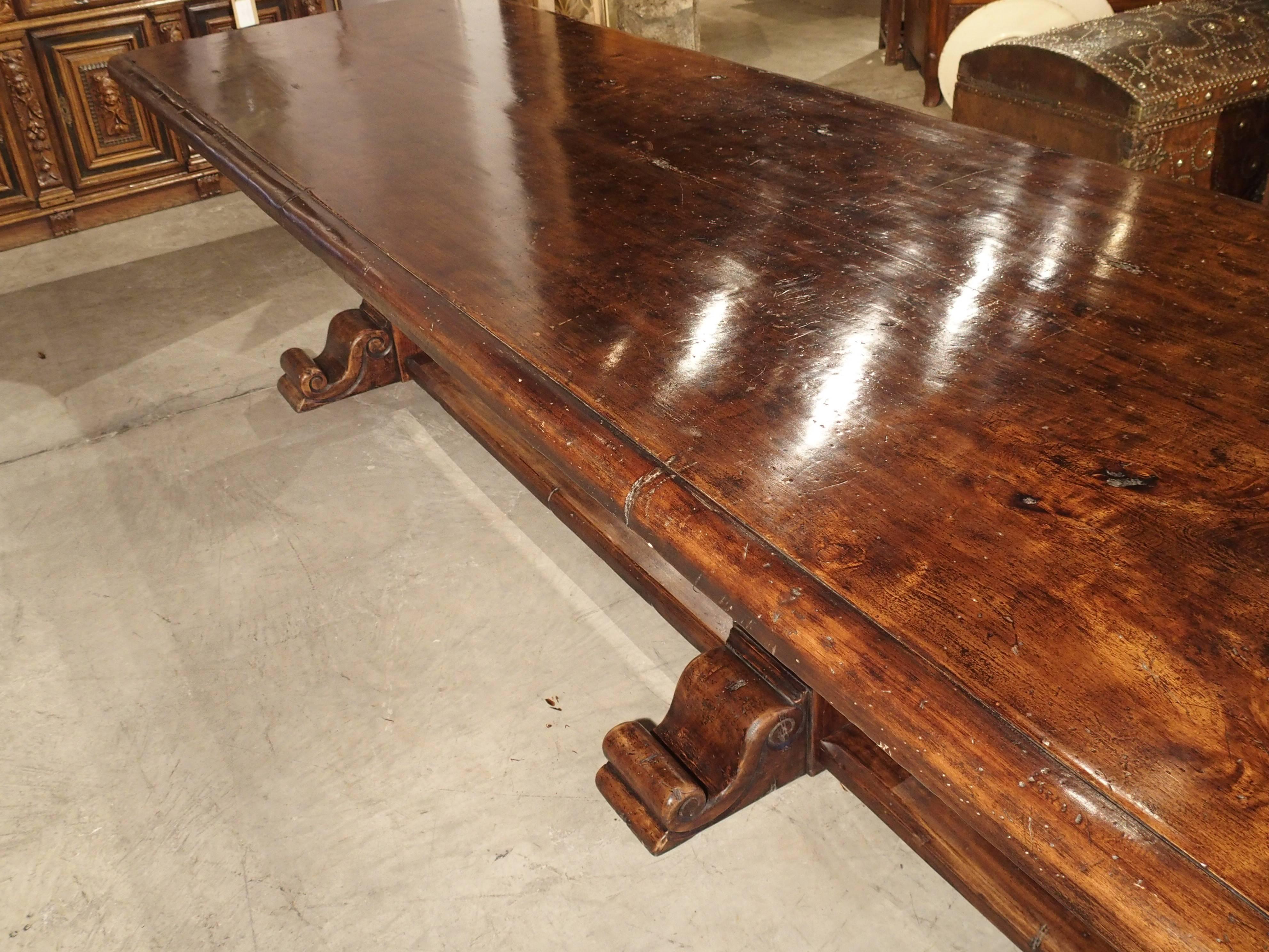 Contemporary 14' Long Walnut Wood Dining Table from Italy