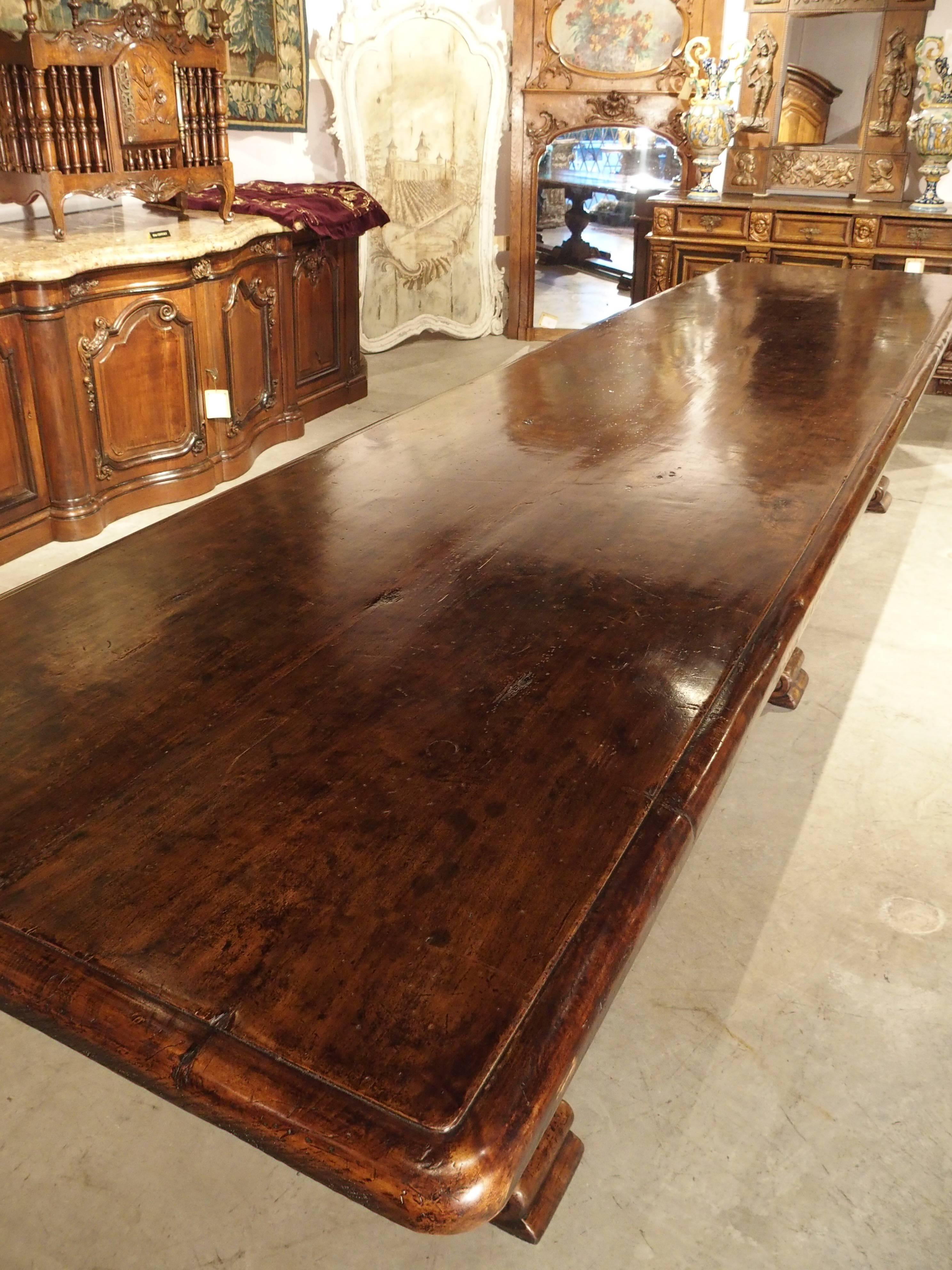 14' Long Walnut Wood Dining Table from Italy 4