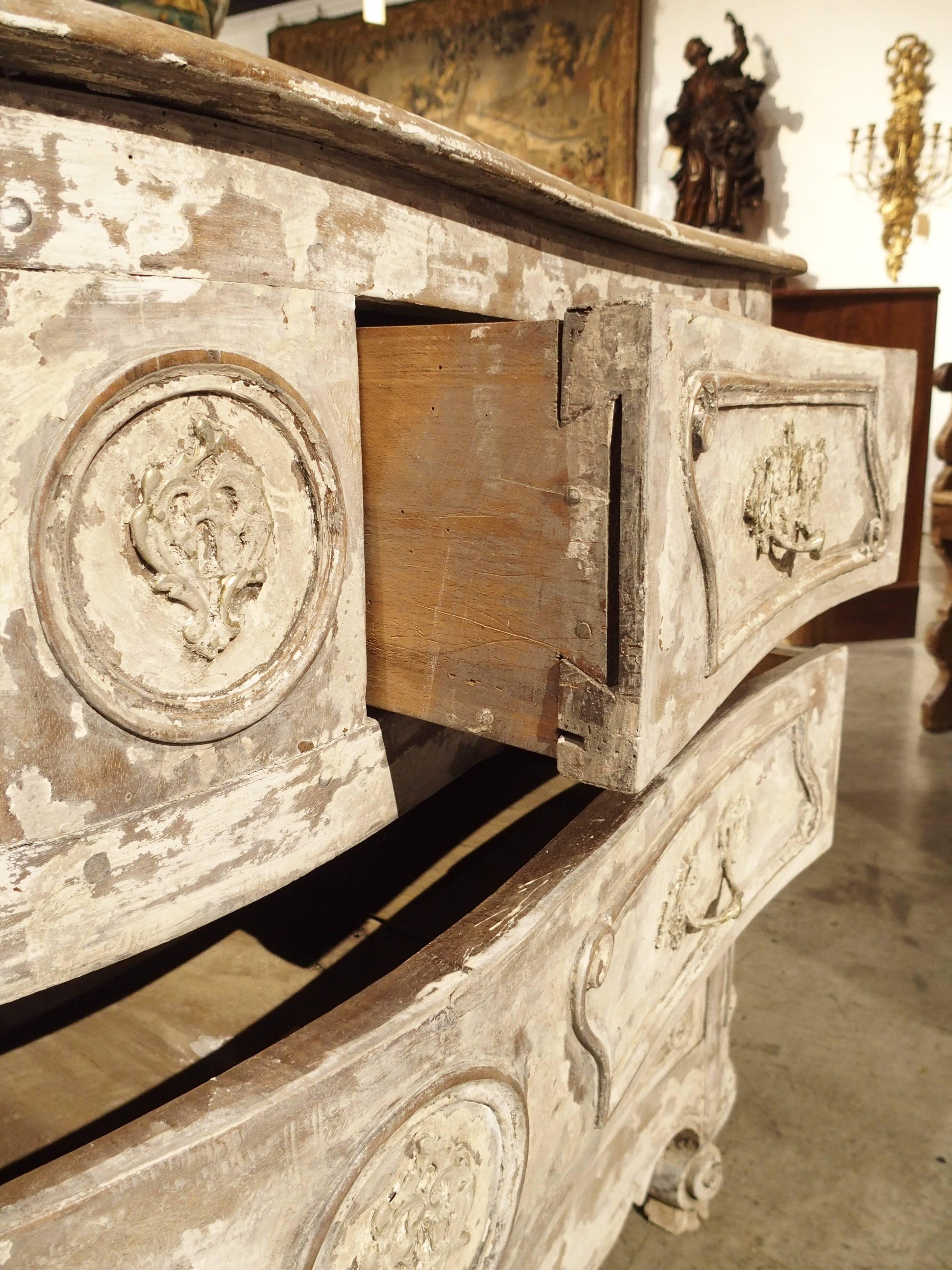 Walnut Period Louis XV Parcel Painted Commode