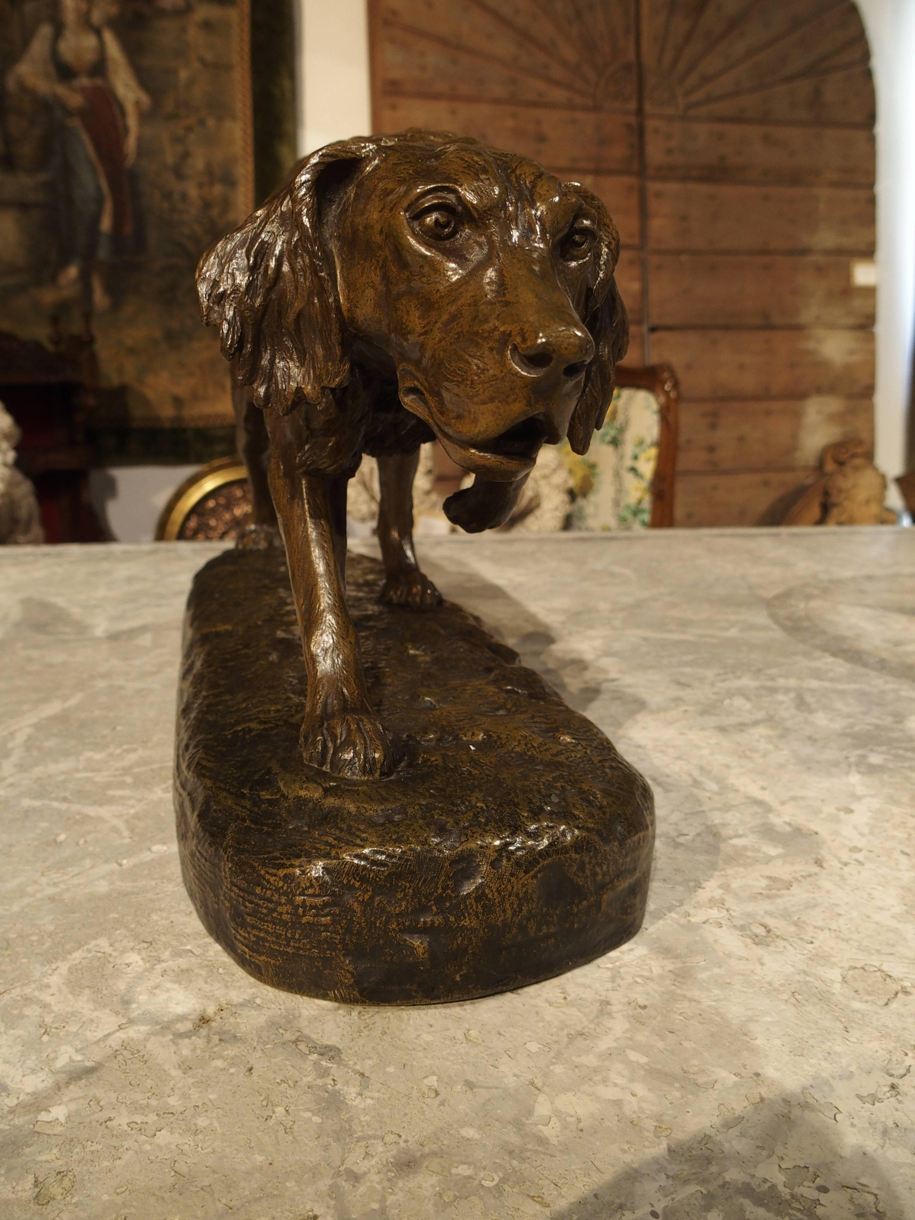 Cast Large Antique Bronze Hunting Dog Statue, C. Masson