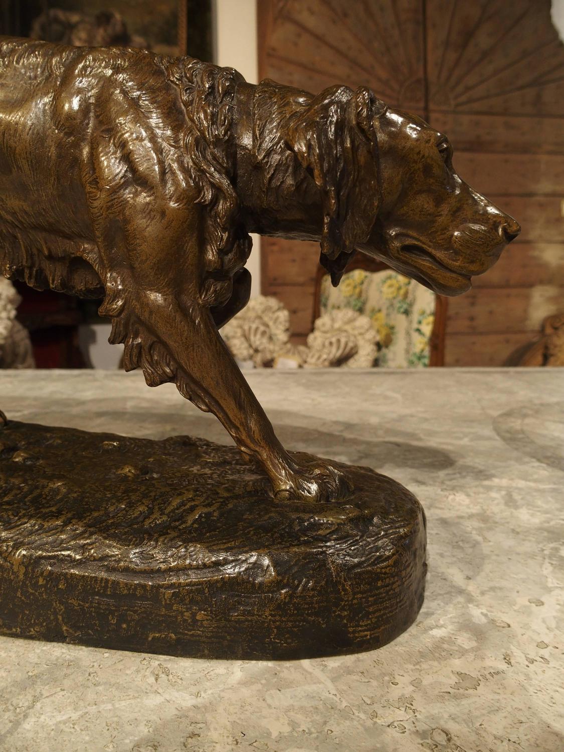 Large Antique Bronze Hunting Dog Statue, C. Masson For Sale at 1stdibs