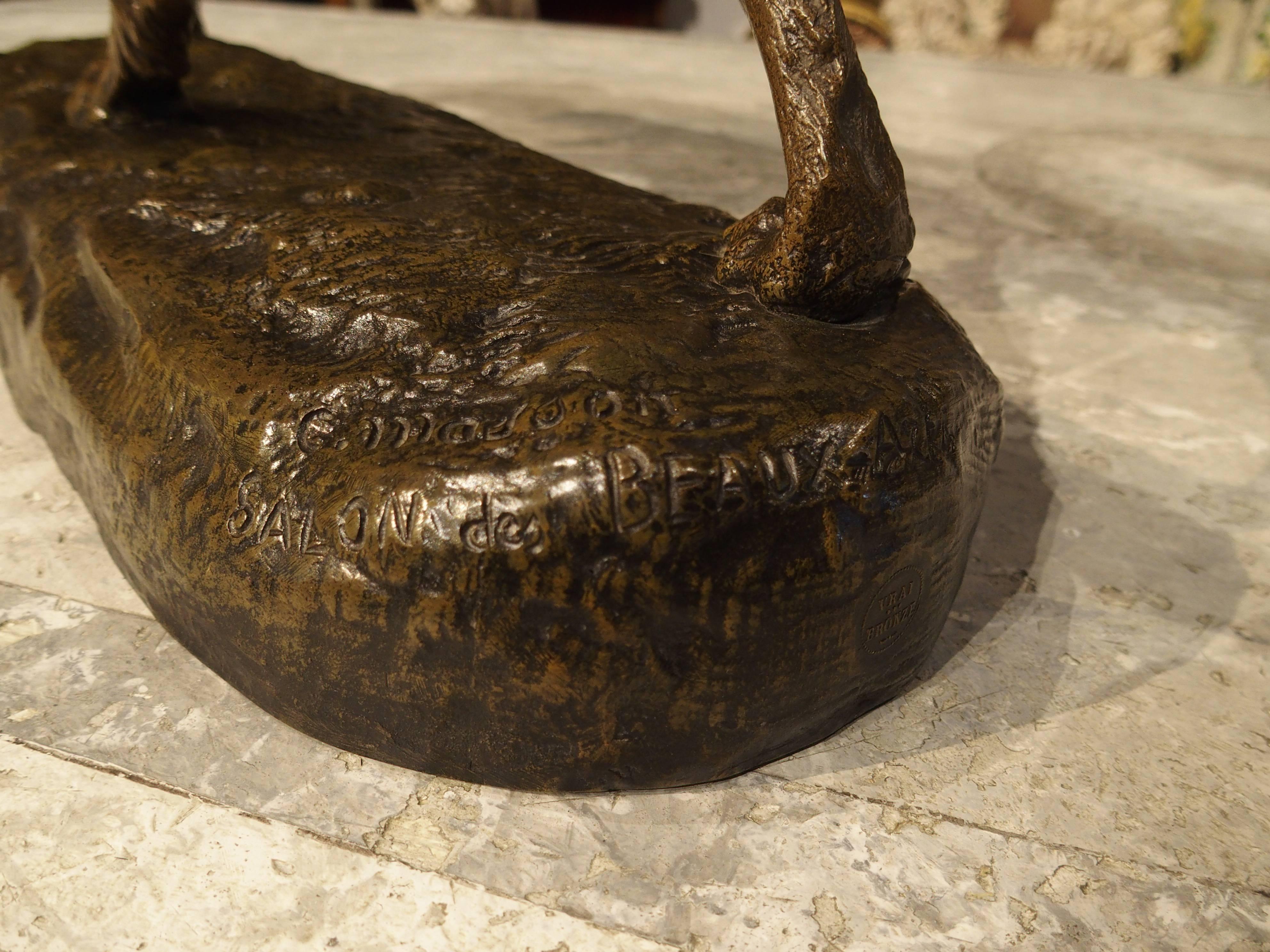 Large Antique Bronze Hunting Dog Statue, C. Masson 1