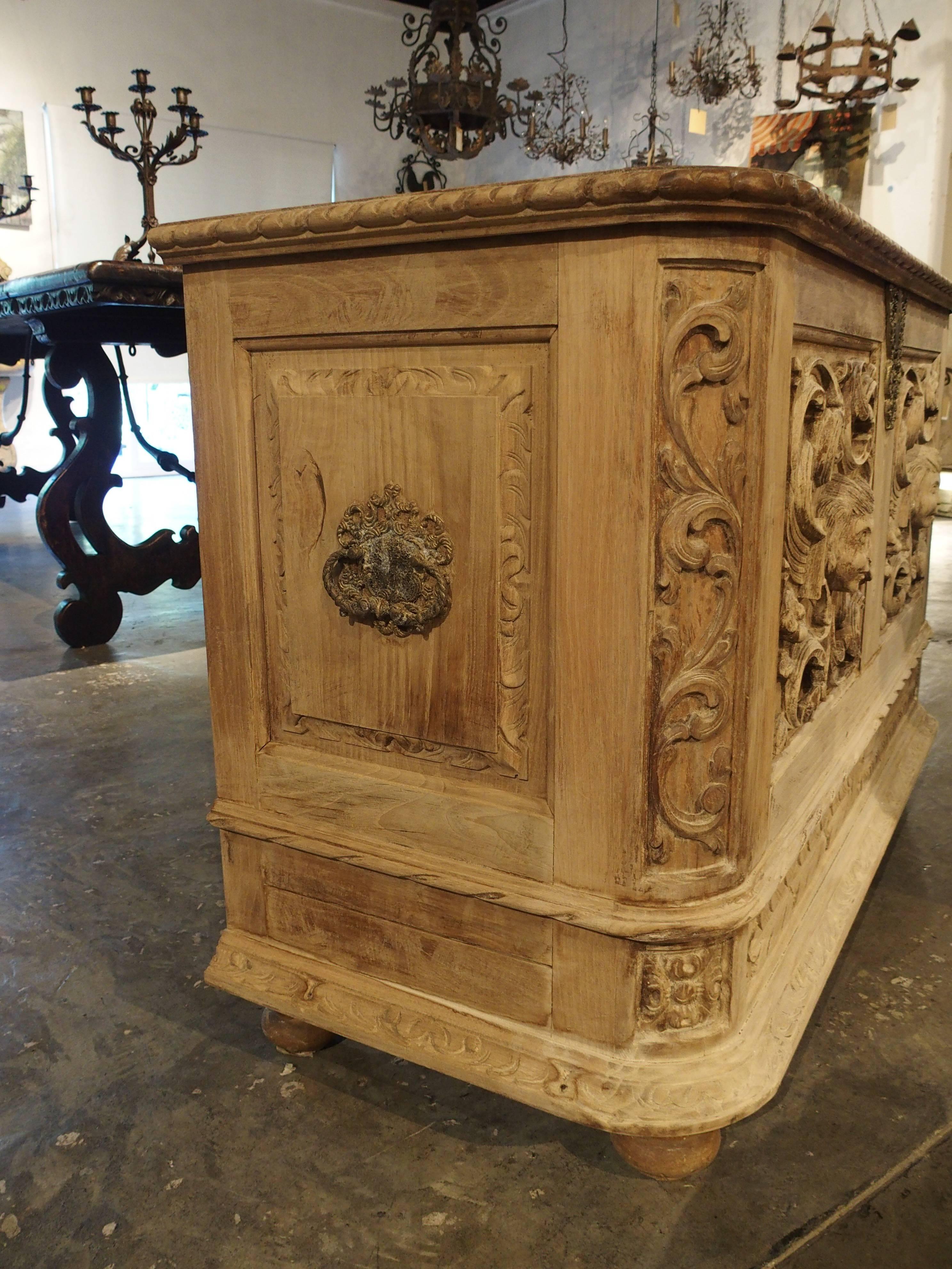 Wood Well-Carved Stripped Trunk from Italy