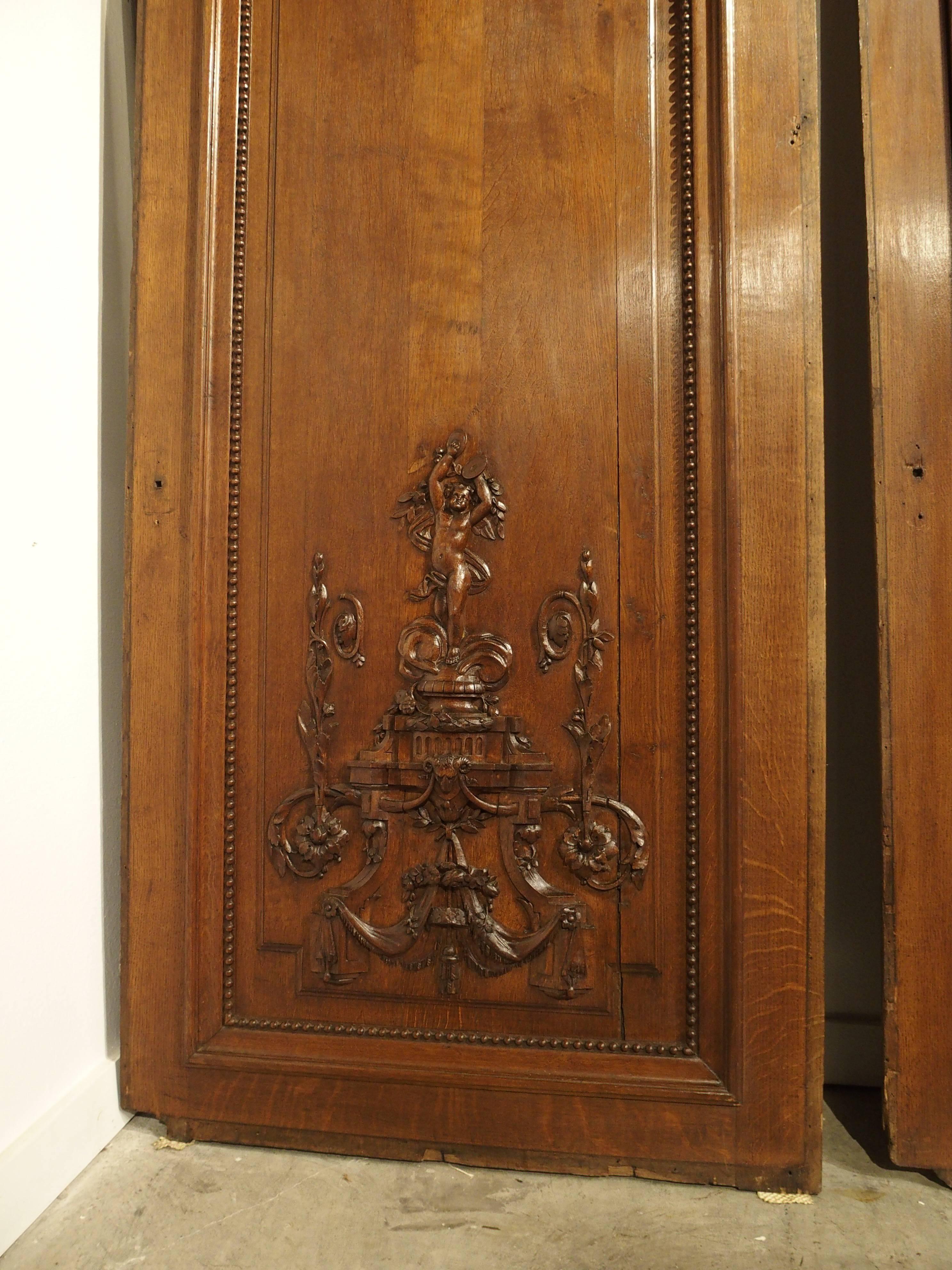 Carved Set of Three Antique French Boiserie Panels, circa 1870 