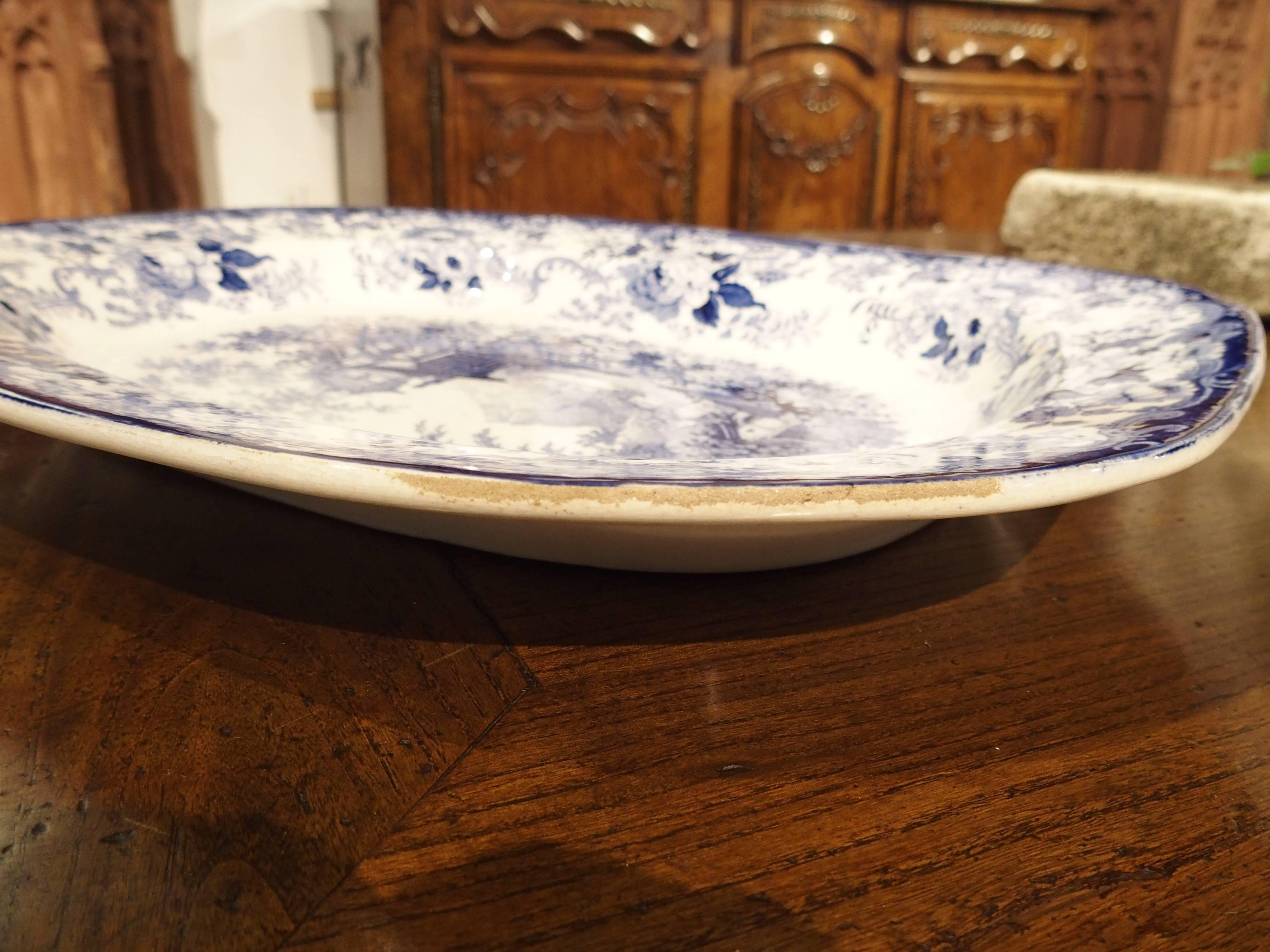 19th Century English Blue and White Platter after Minton’s Genevese Pattern In Good Condition In Dallas, TX
