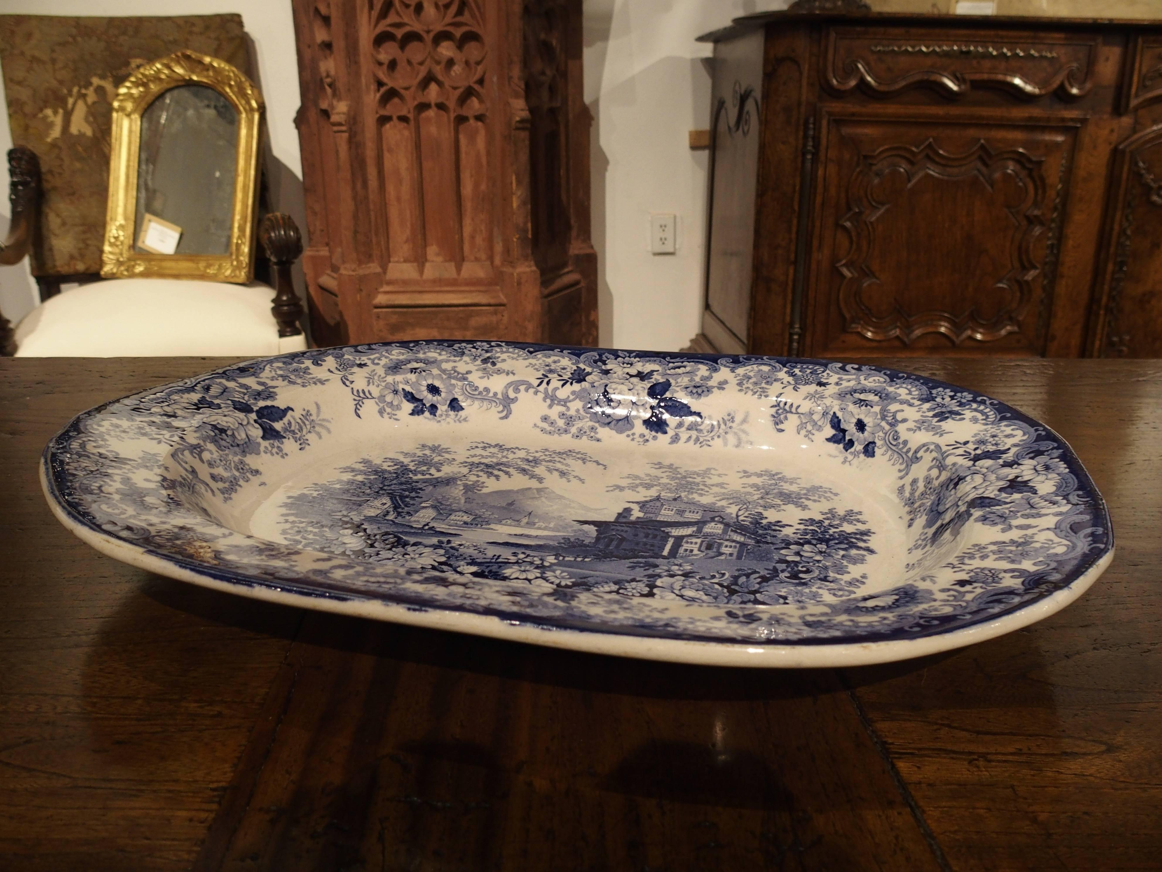19th Century English Blue and White Platter after Minton’s Genevese Pattern 1