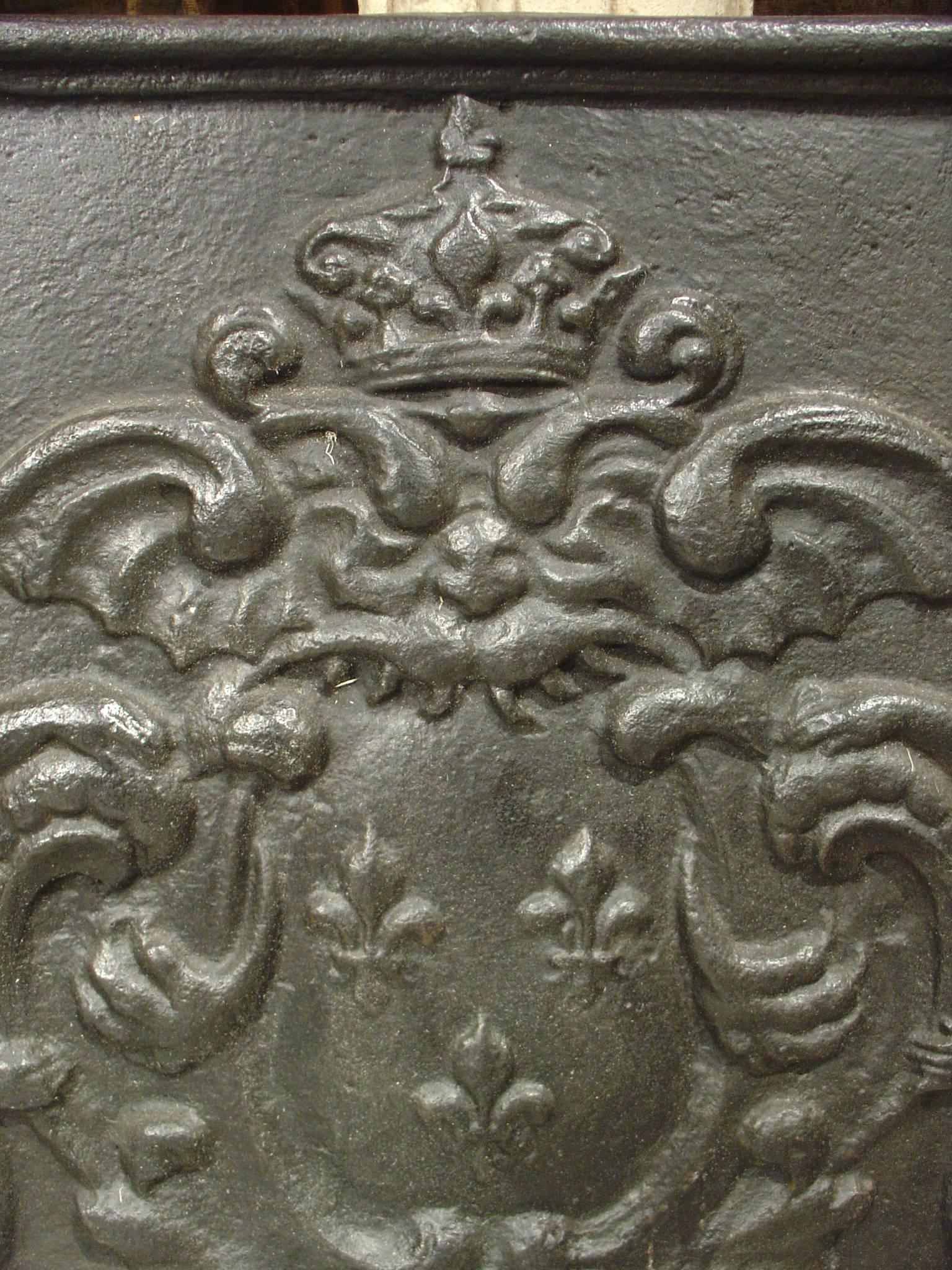 French Antique Cast Iron Fireback, France, 1800s